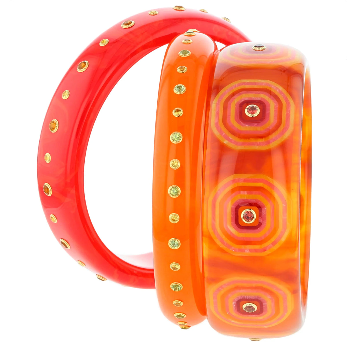 Ezra Bangle | Bakelite With Inlay And Stones.