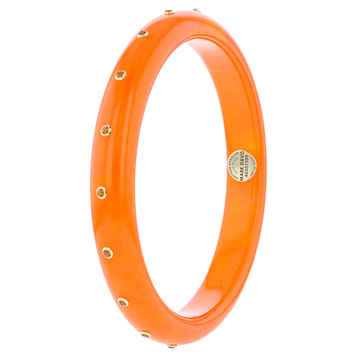 Evelyn Bangle | Minimal bakelite bangle with inlay and stones.