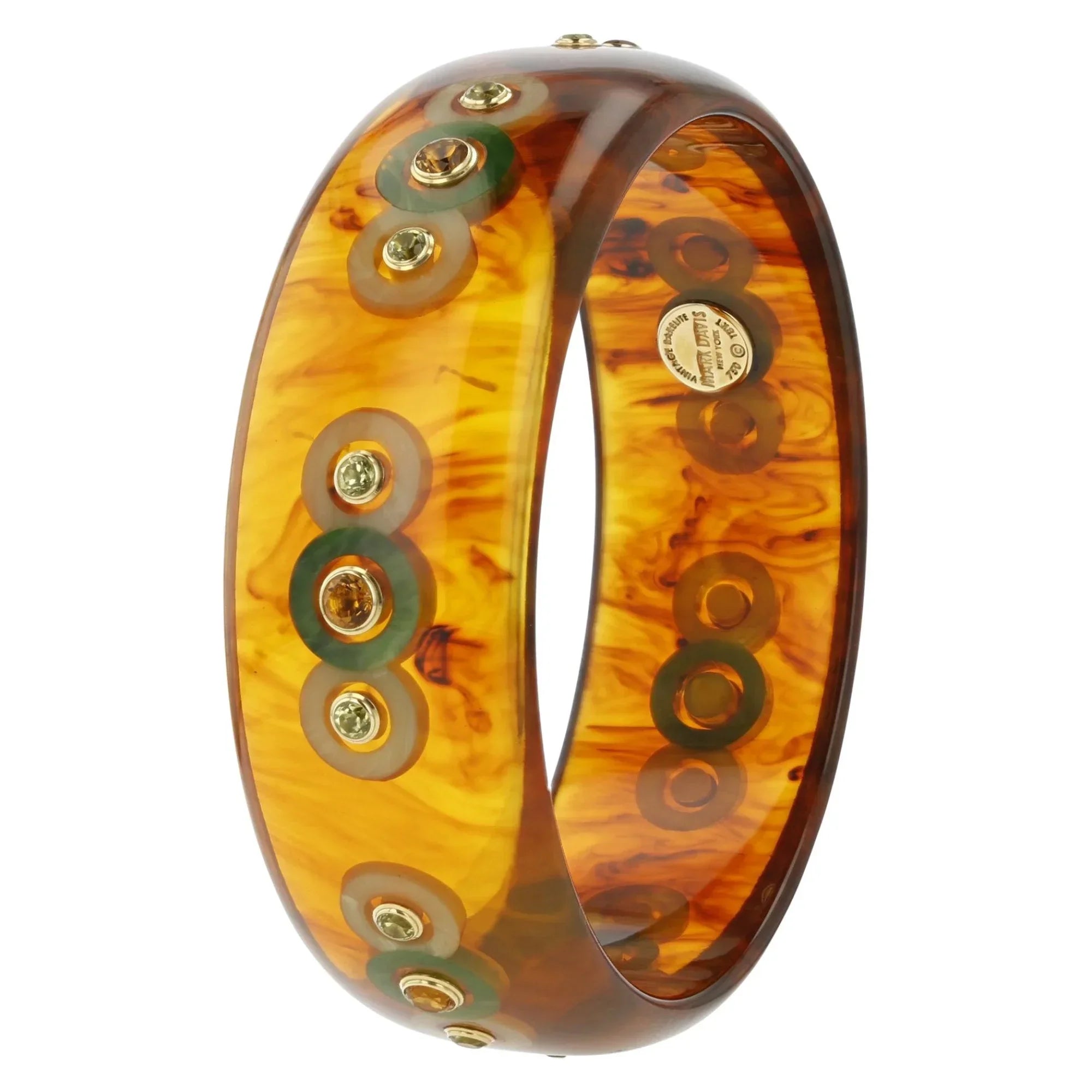 Amelia Bangle | Tortoiseshell color bangle with inlay and stones.
