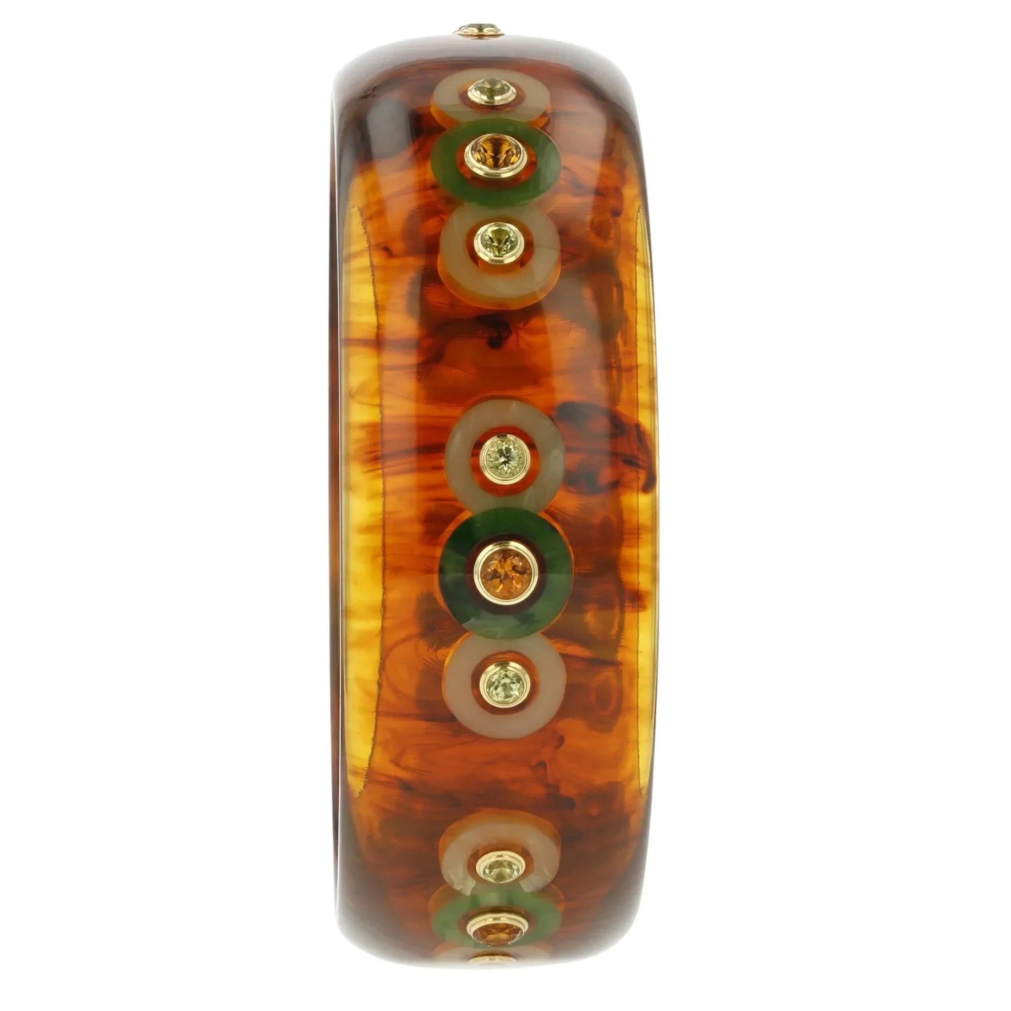 Amelia Bangle | Tortoiseshell color bangle with inlay and stones.