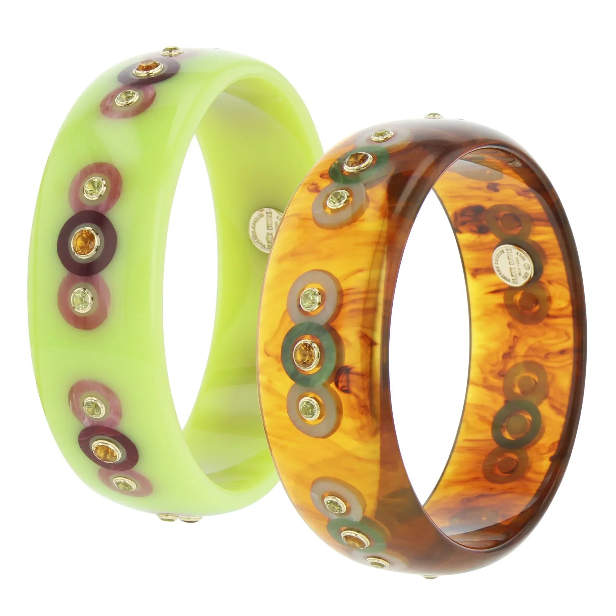 Amelia Bangle | Tortoiseshell color bangle with inlay and stones.