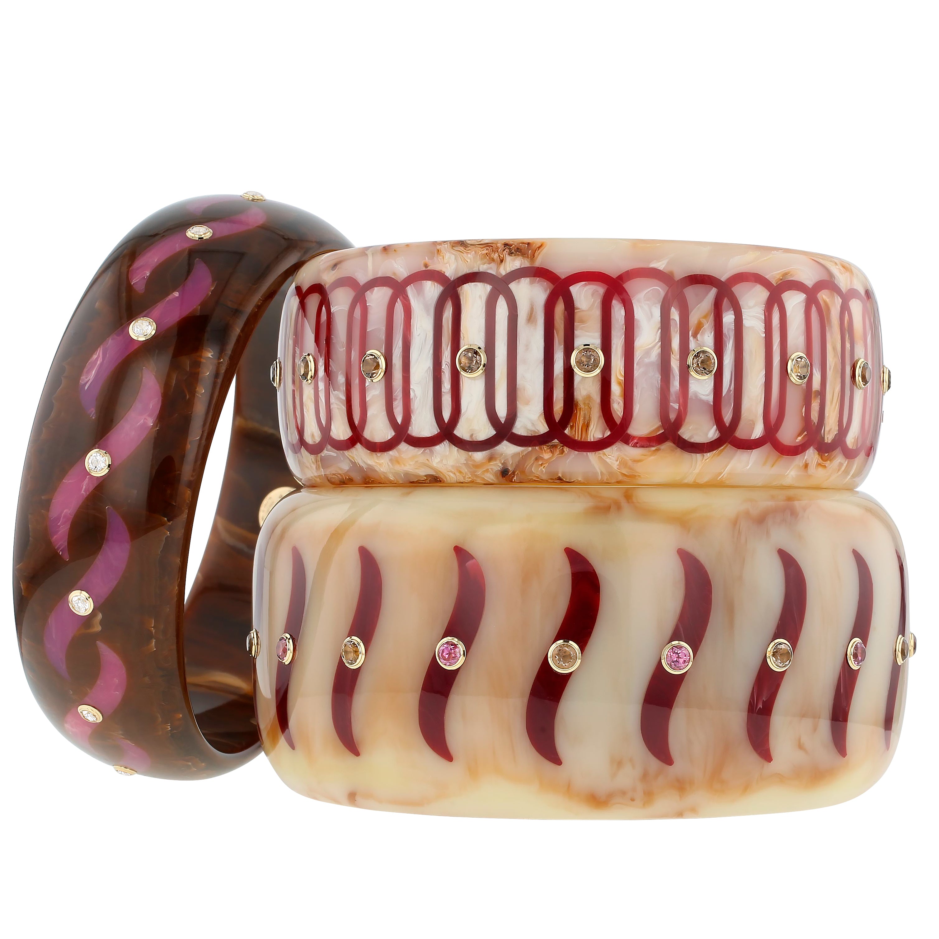 Bliss Bangle | Bakelite with inlay and stones.
