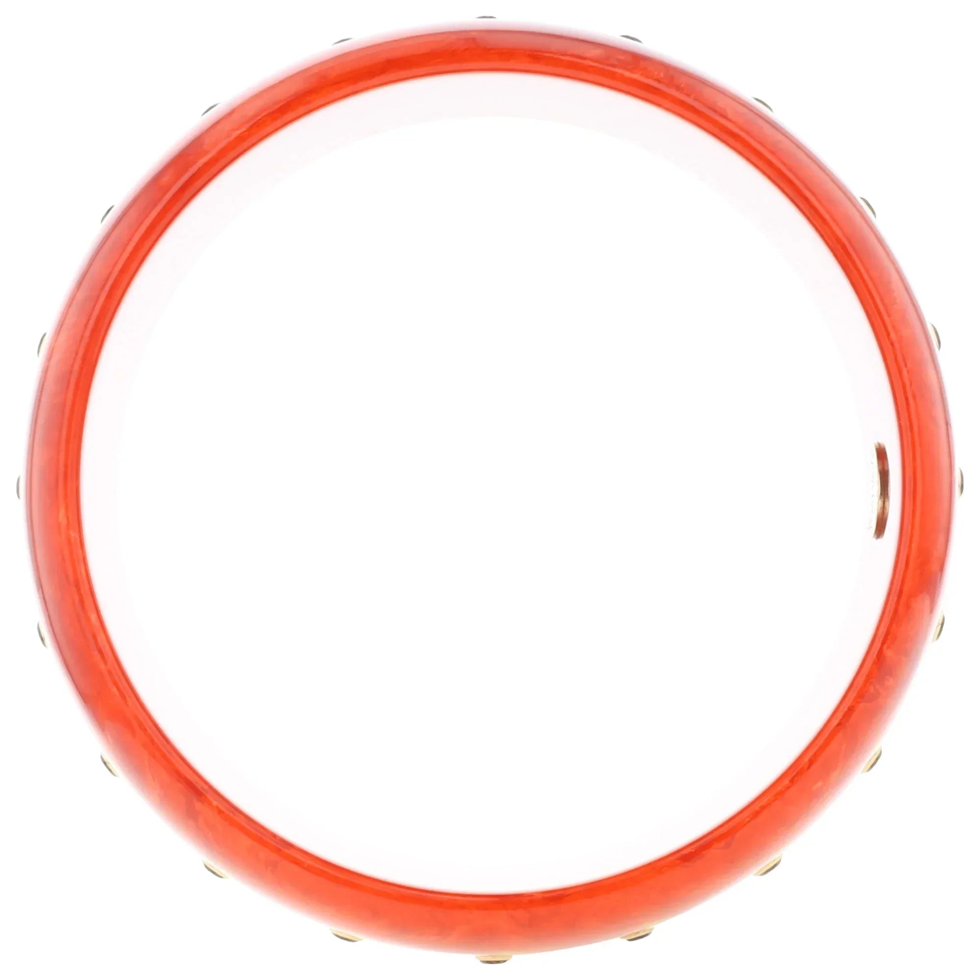 Bliss Bangle | Deep orange bakelite with inlay and stones.