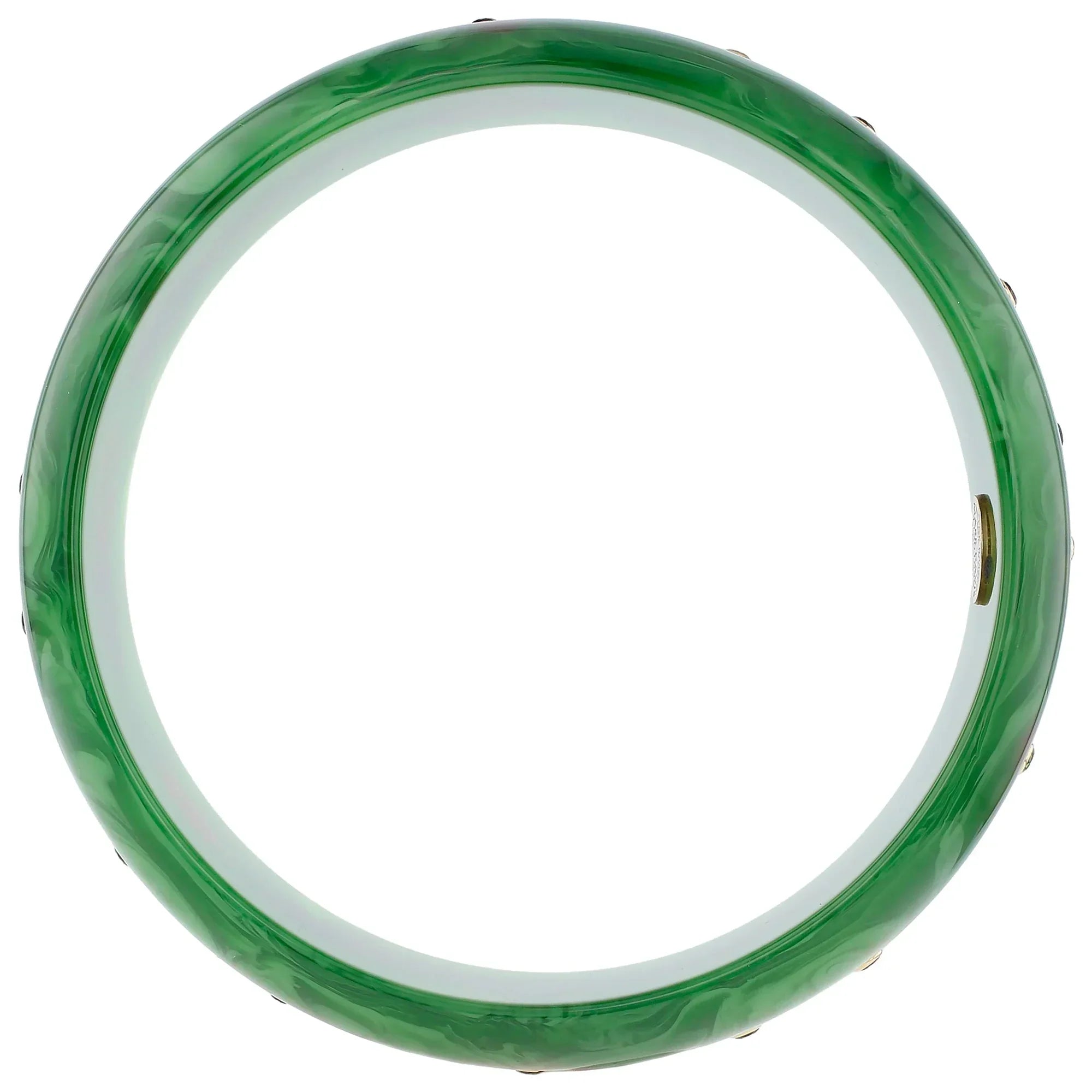 Blossom Bangle | Kelly green bakelite with inlay and stones.