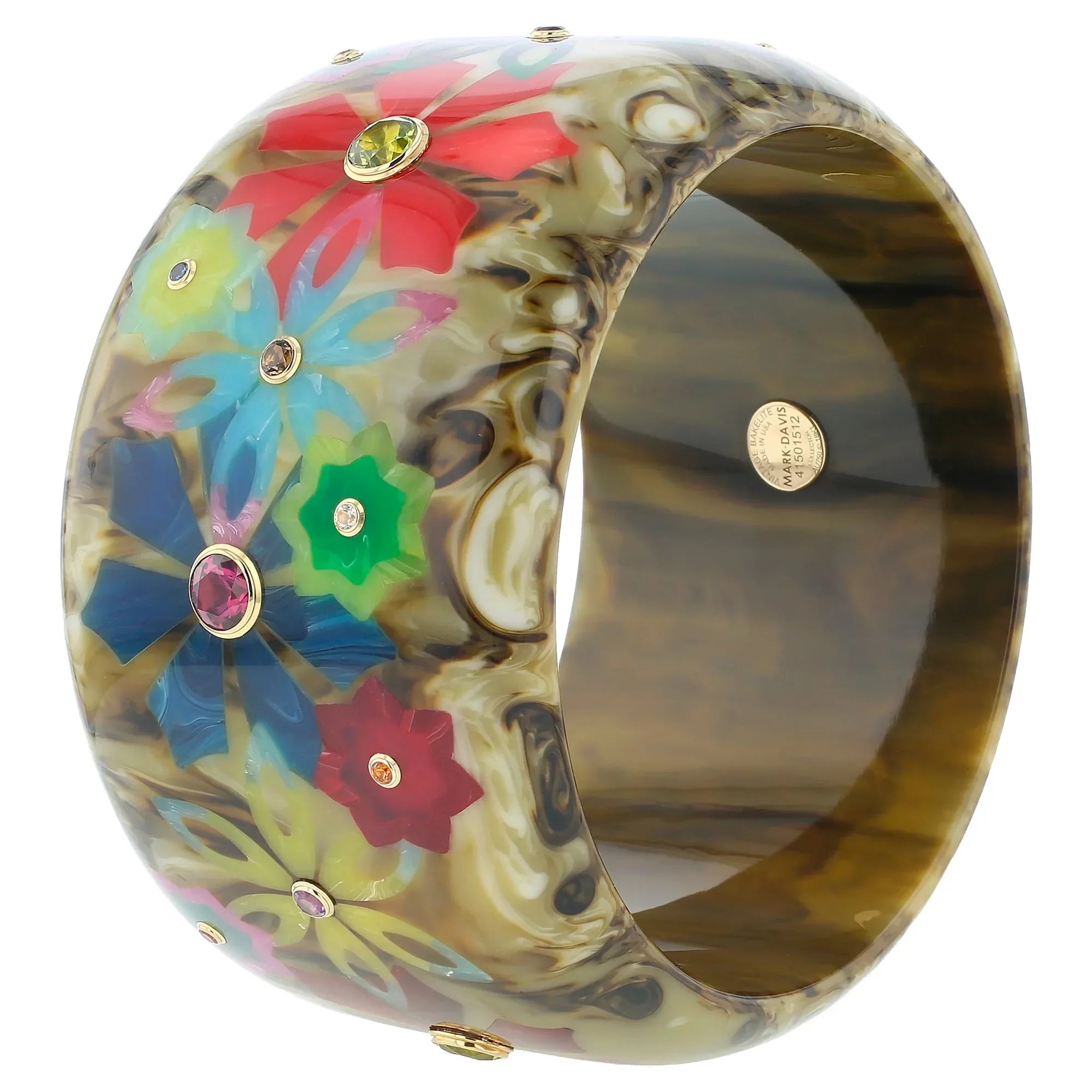 Bluma Bangle | Desert bakelite with inlay and stones.