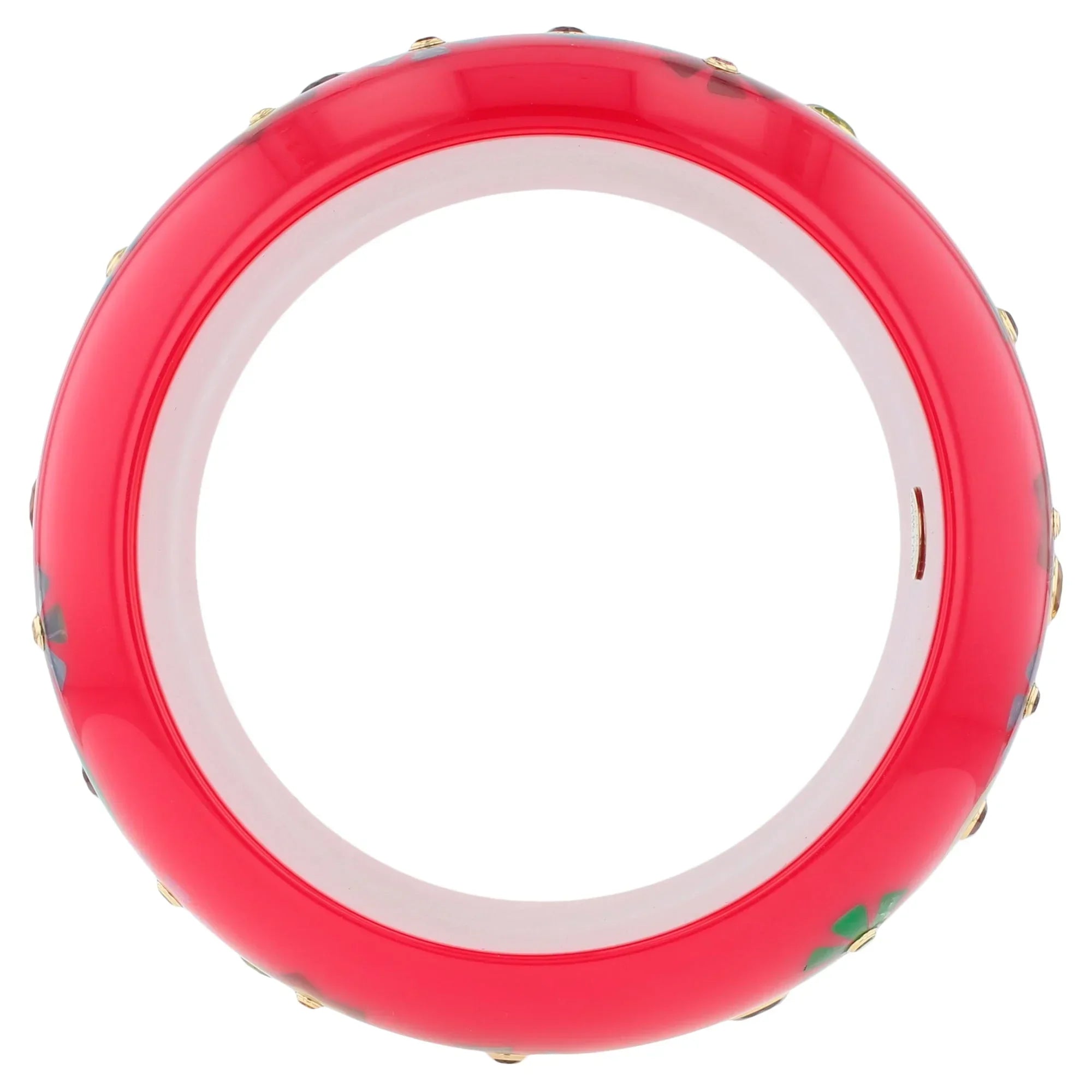 Bluma Bangle | Raspberry pink bakelite with inlay and stones.