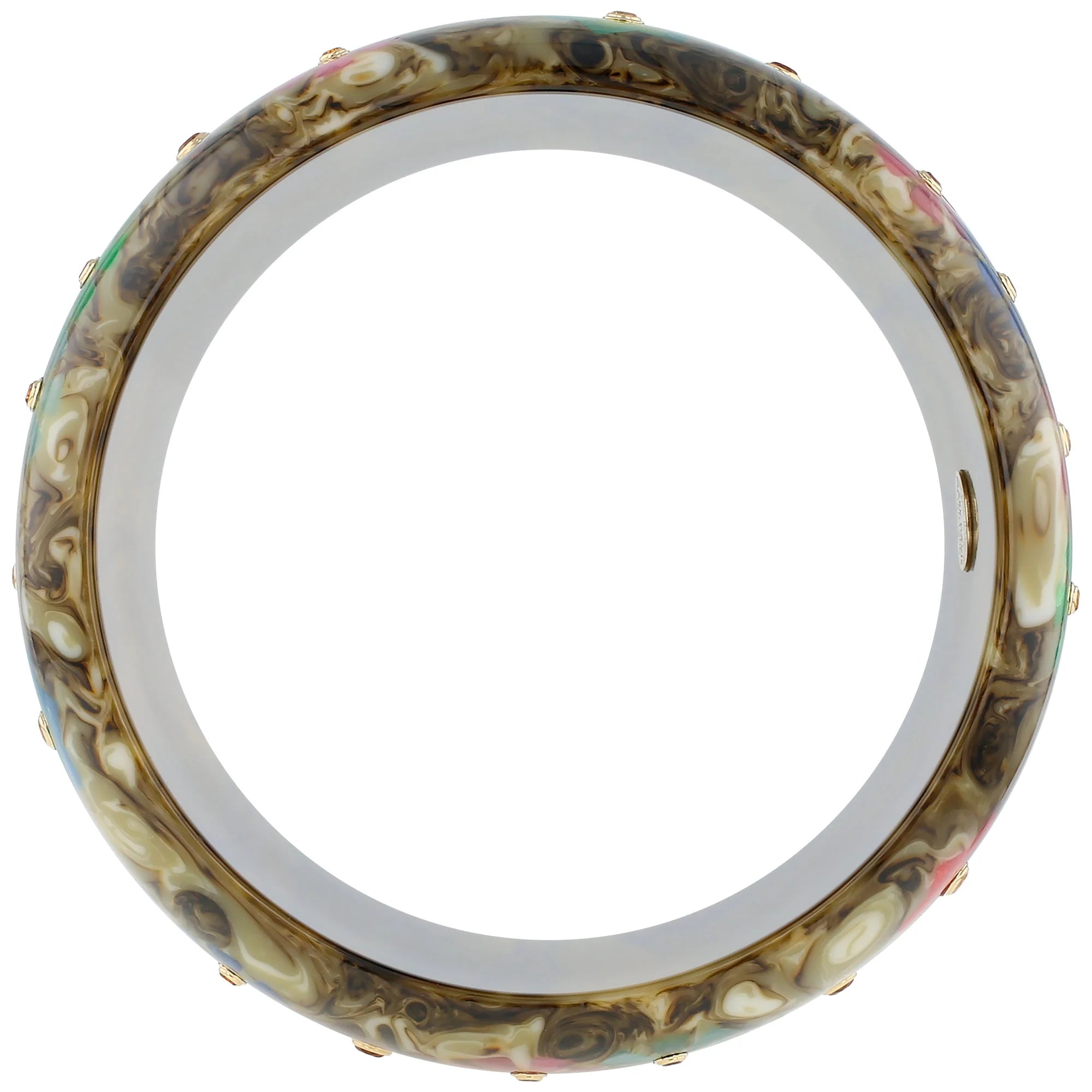 Bluma Bangle | Smoky brown bakelite with inlay and stones.