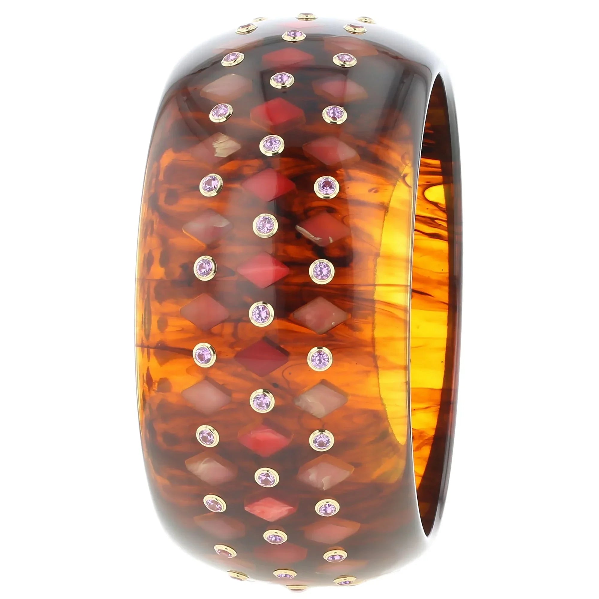 Bonie Bangle | Bakelite with stylized lattice inlay and stones.