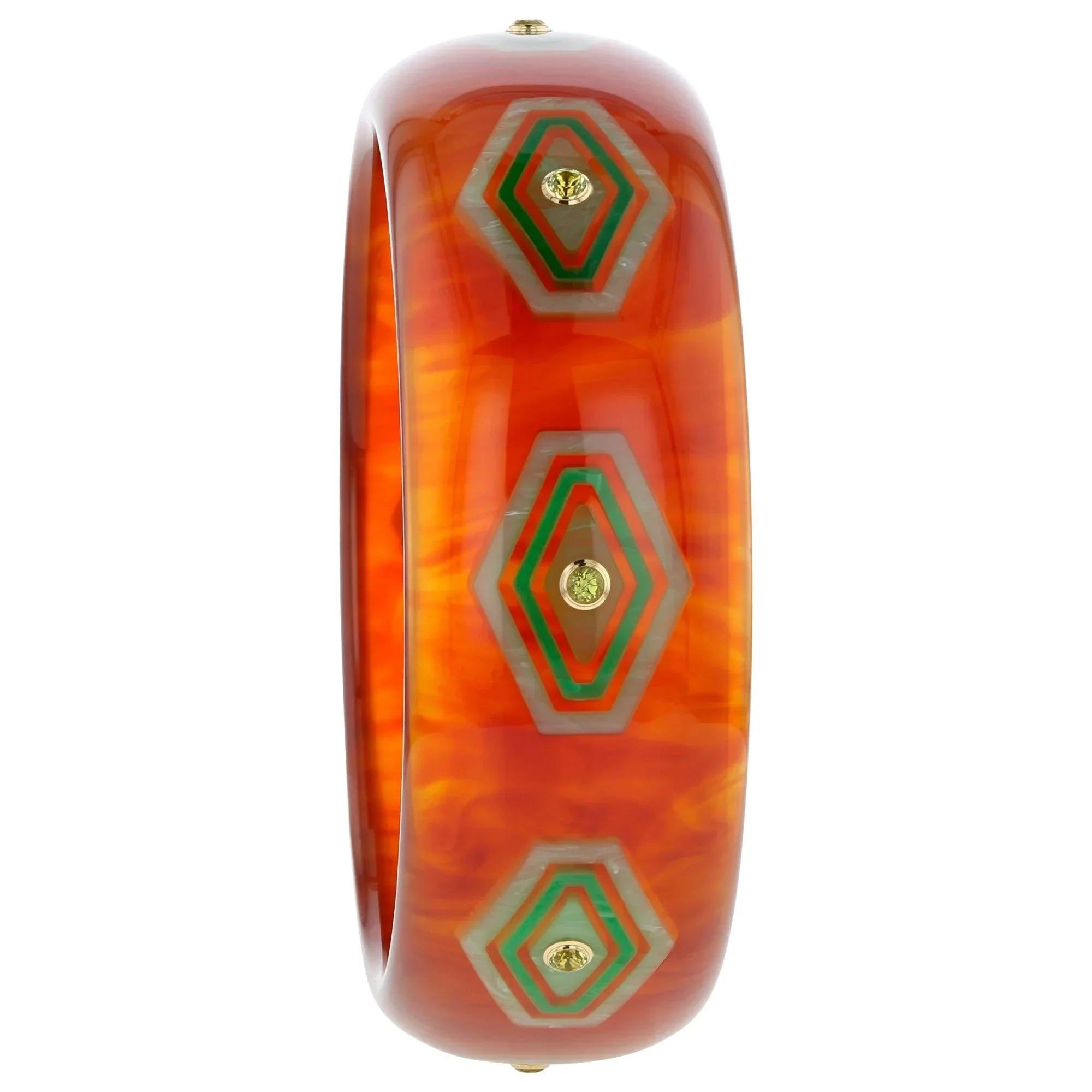 Brady Bangle | Bakelite With Inlay And Stones.