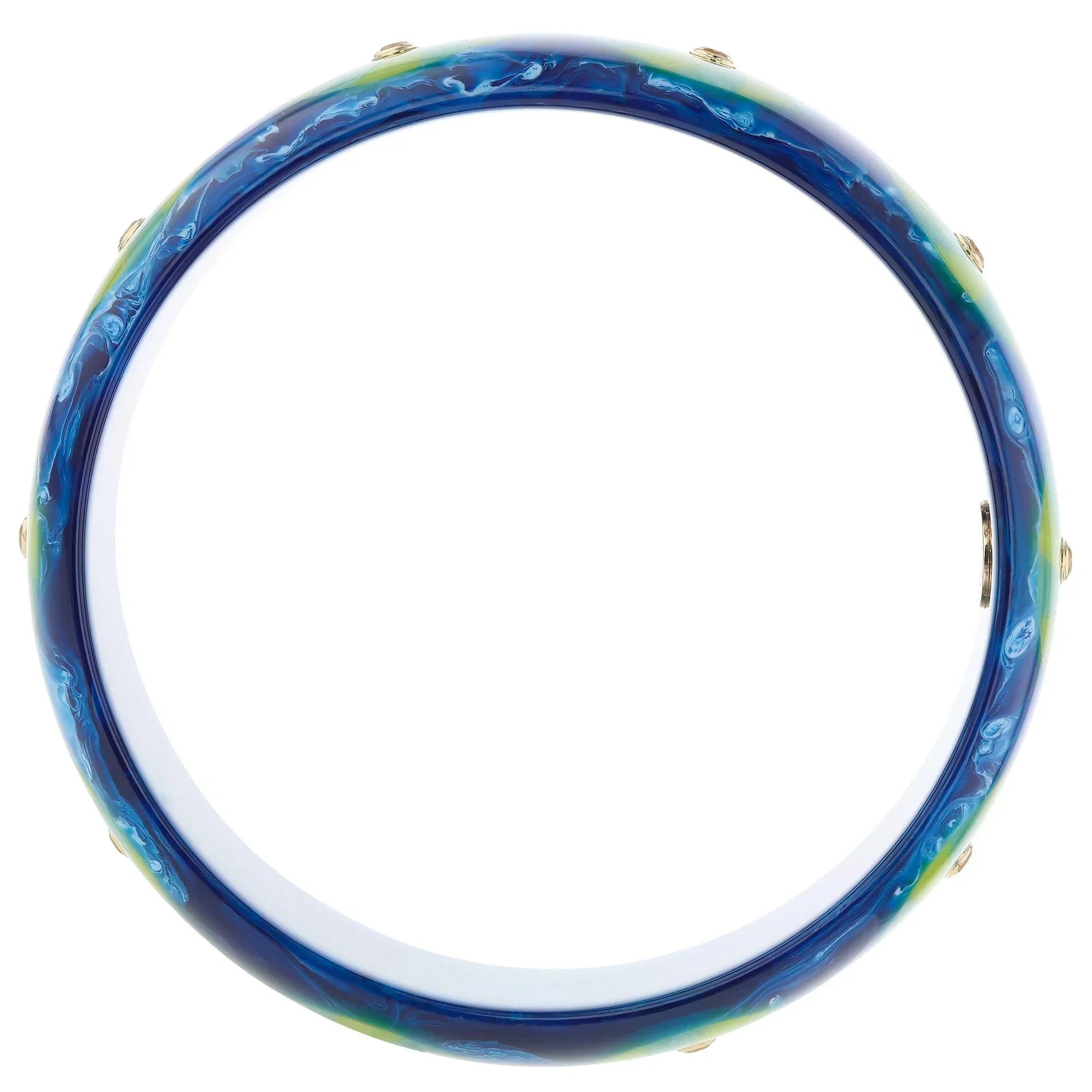 Candace Bangle | Bakelite bangle with inlay and stones, captivating marbling.