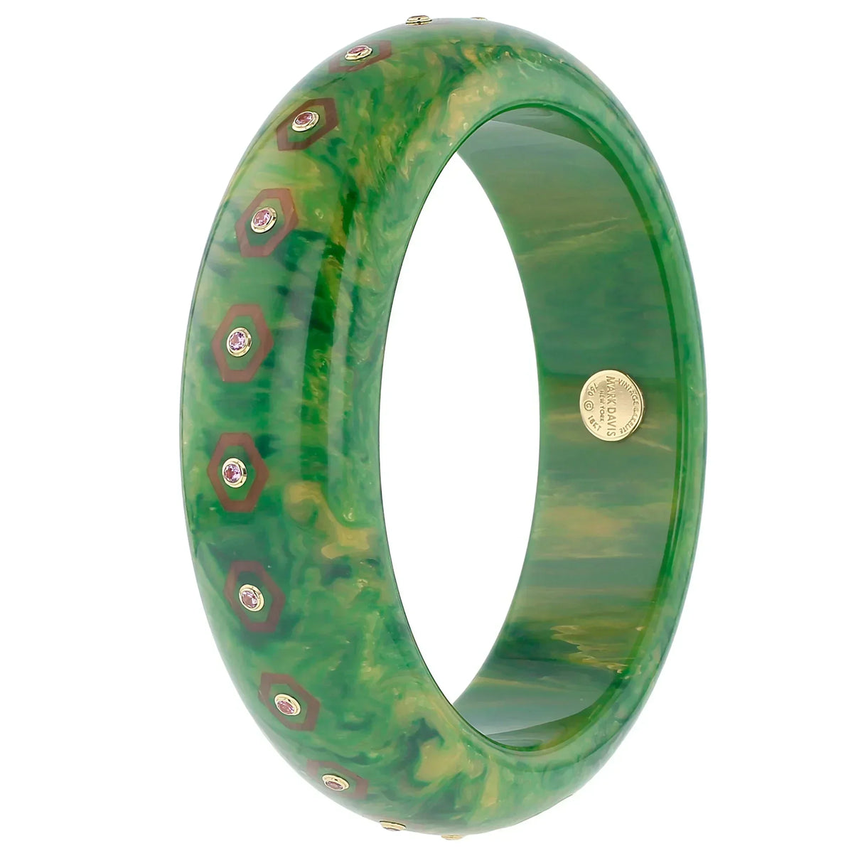 Cece Bangle | Bakelite with inlay and stones.