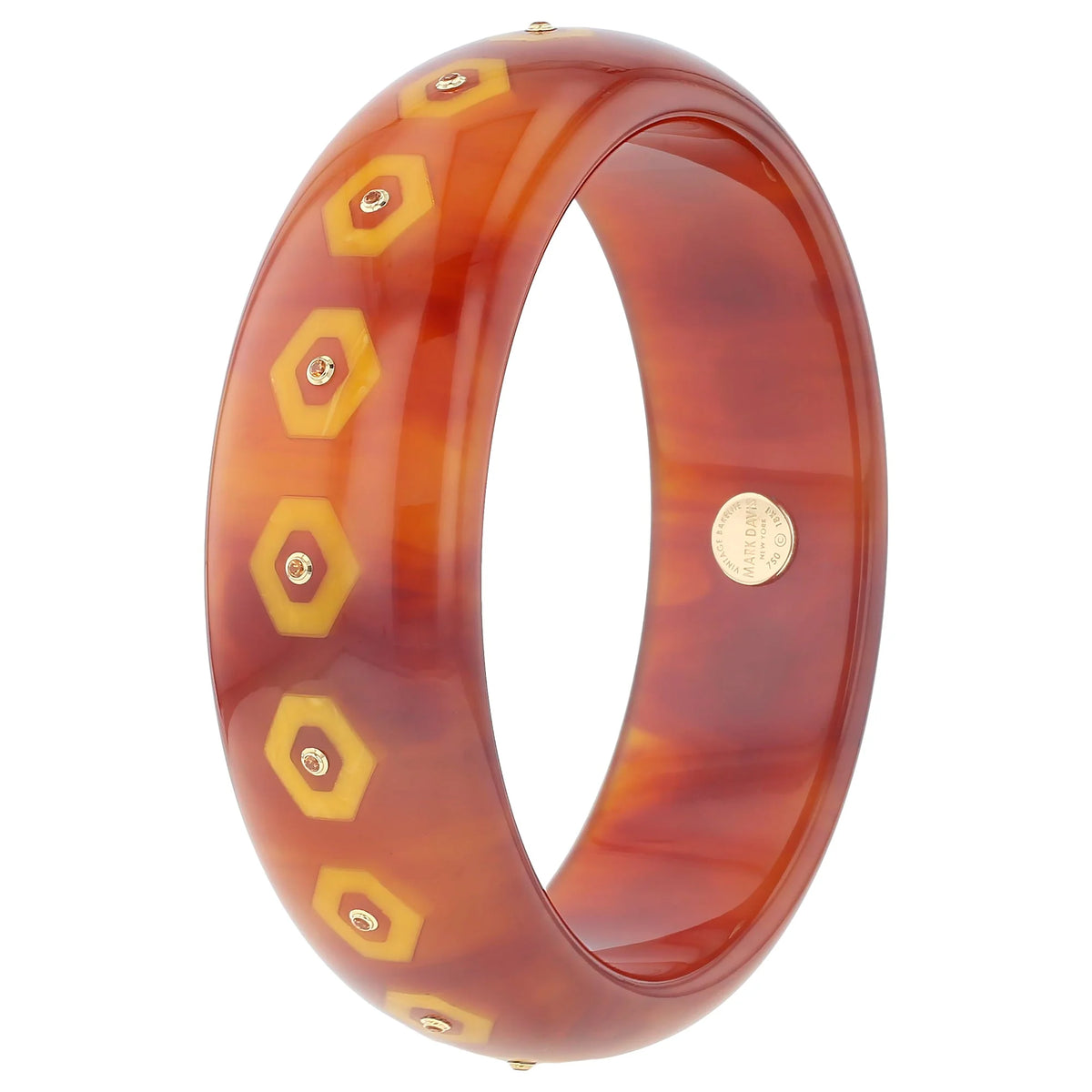 Cece Bangle | Bakelite with inlay and stones.