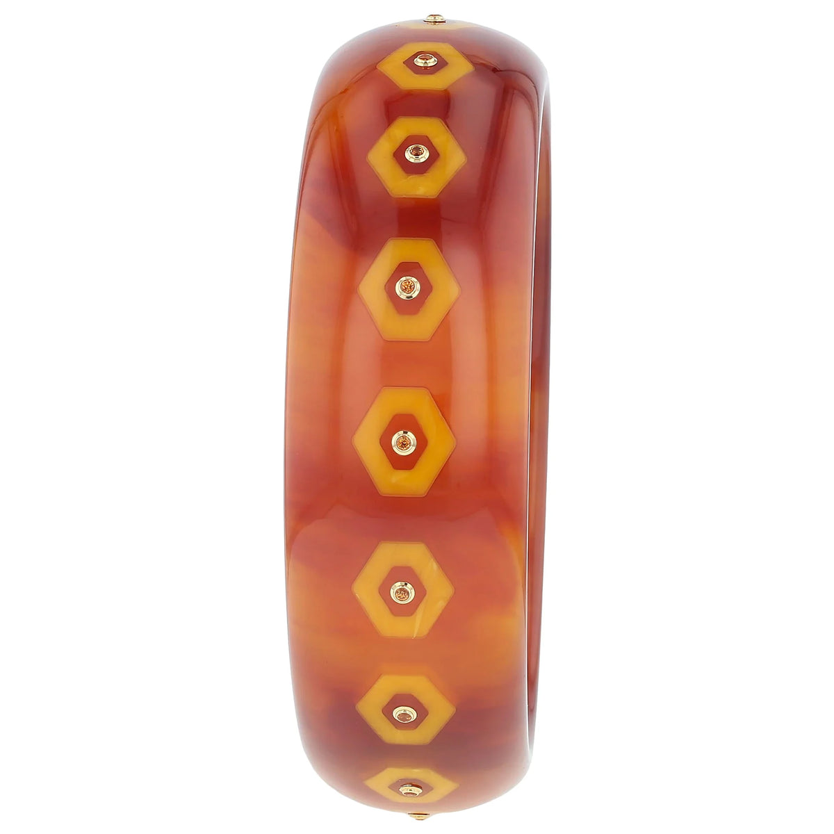 Cece Bangle | Bakelite with inlay and stones.