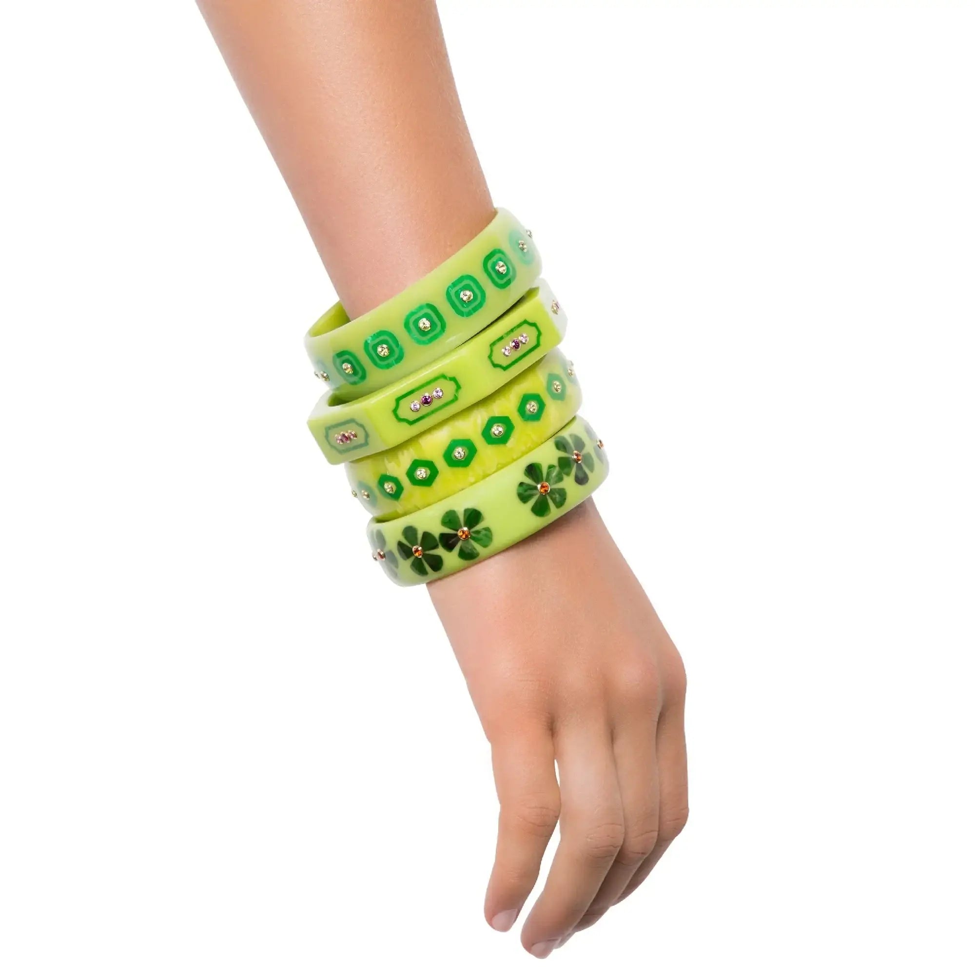 Cecily Bangle | Bright bangle with inlay and stones.