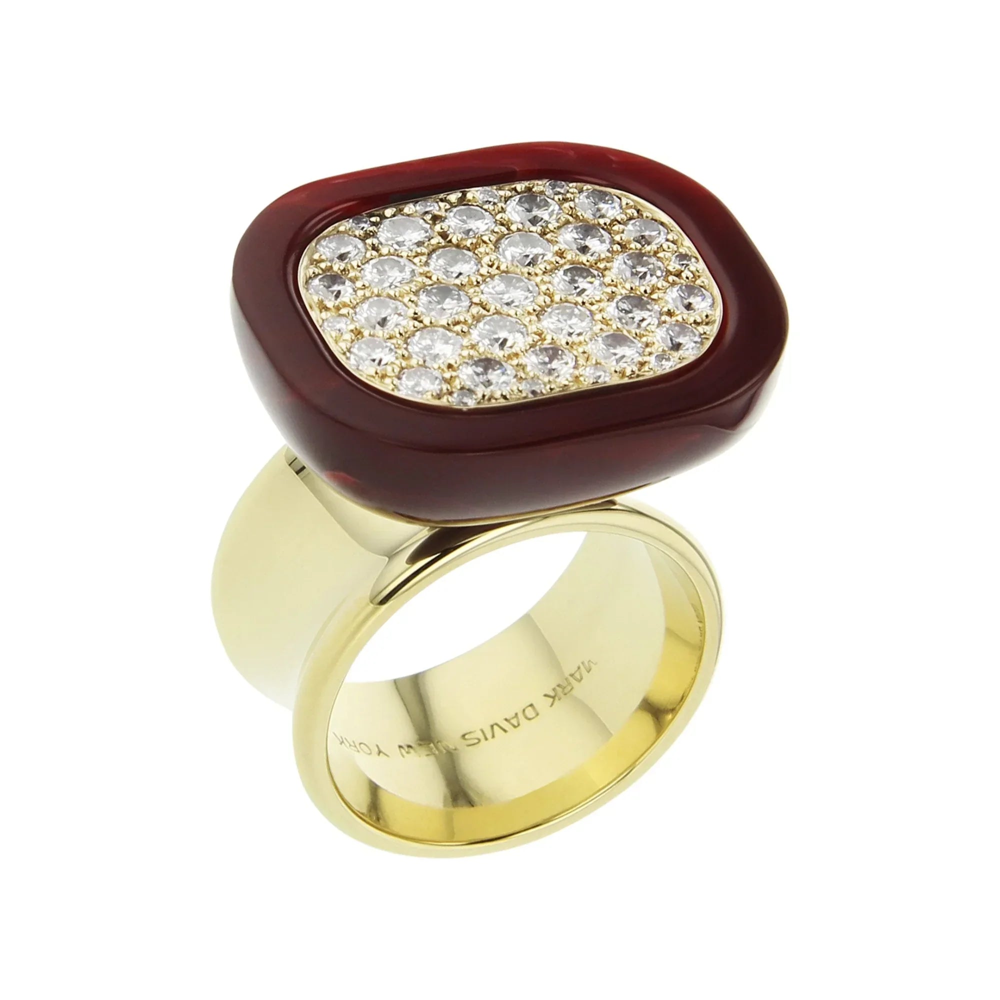 Celine Ring | Gold band ring with diamonds surrounded by bakelite.