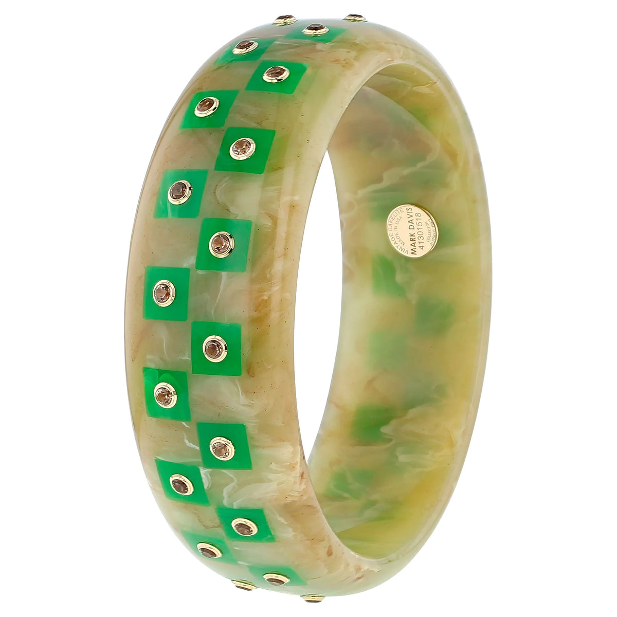 Chelsea Bangle | Bakelite with inlay and stones.
