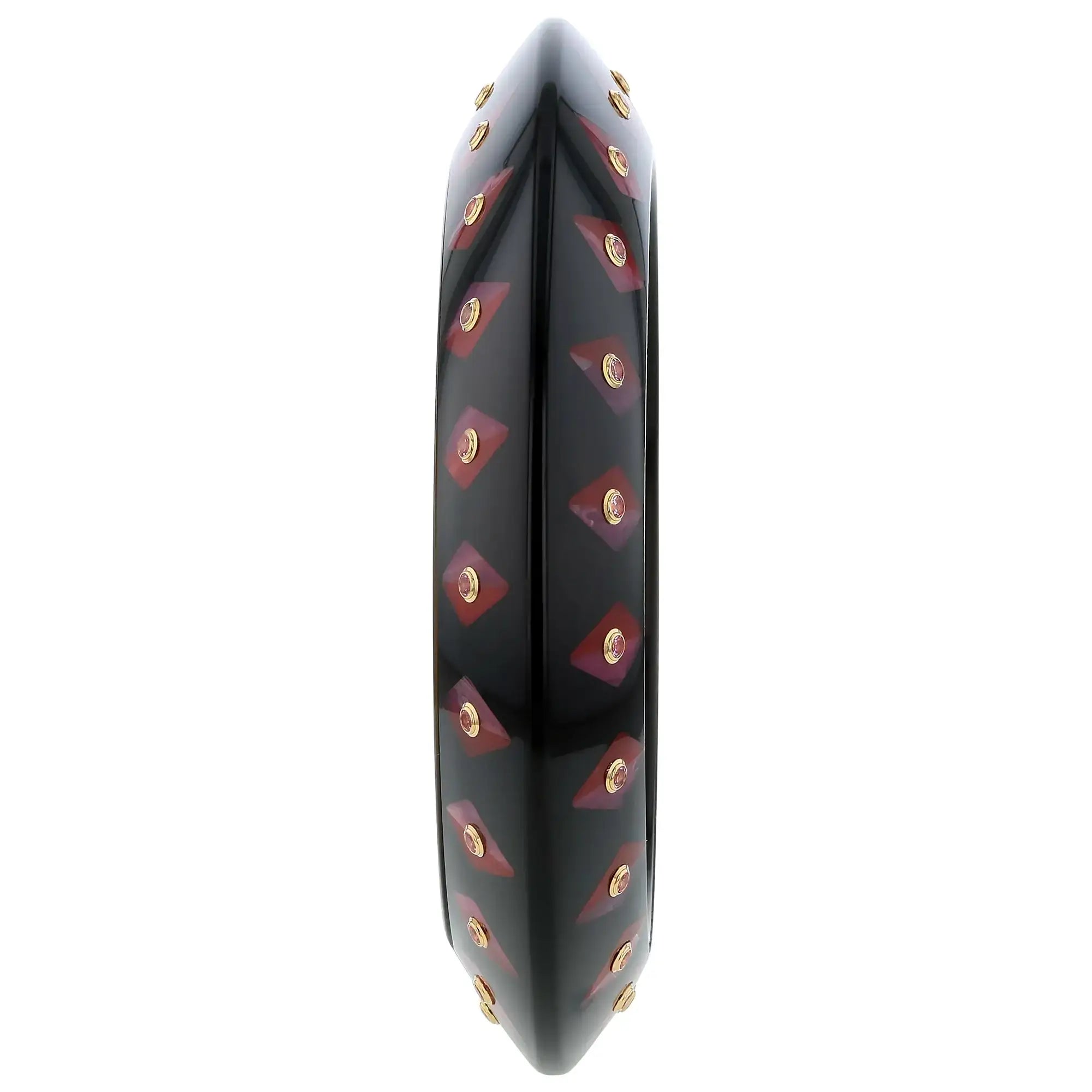 Daira Bangle | Knife-edge bakelite with inlay and stones.