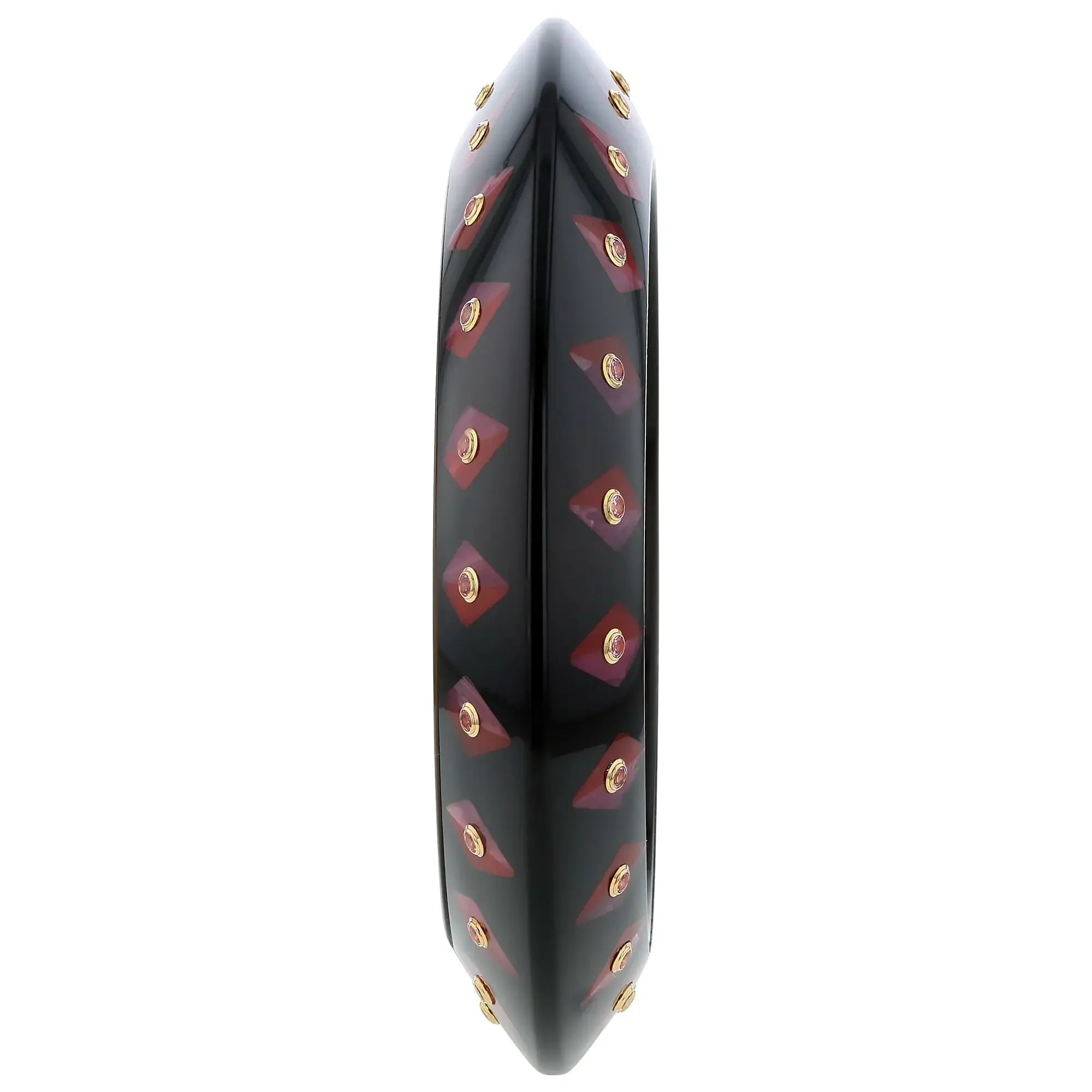 Daira Bangle | Knife-edge bakelite with inlay and stones.