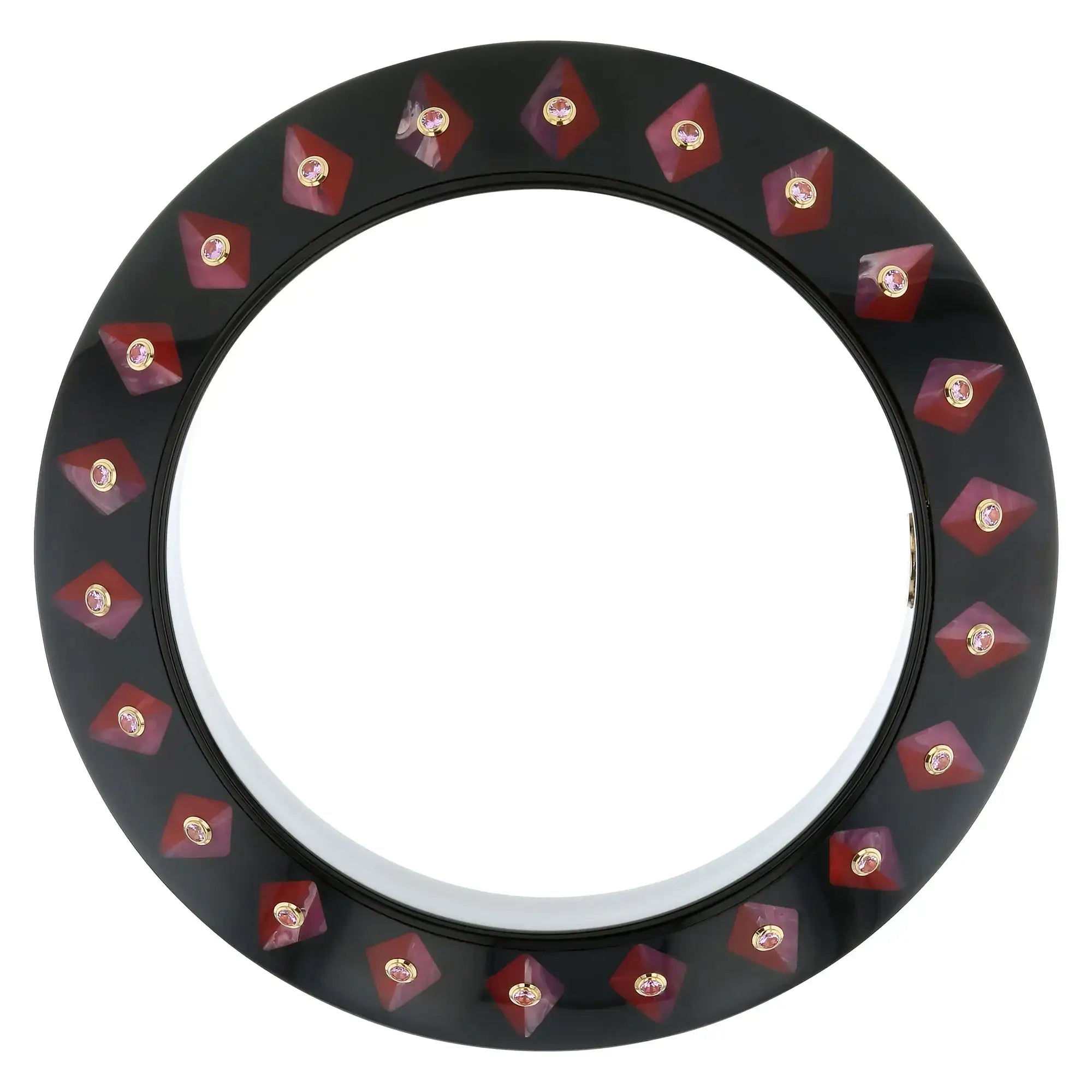 Daira Bangle | Knife-edge bakelite with inlay and stones.