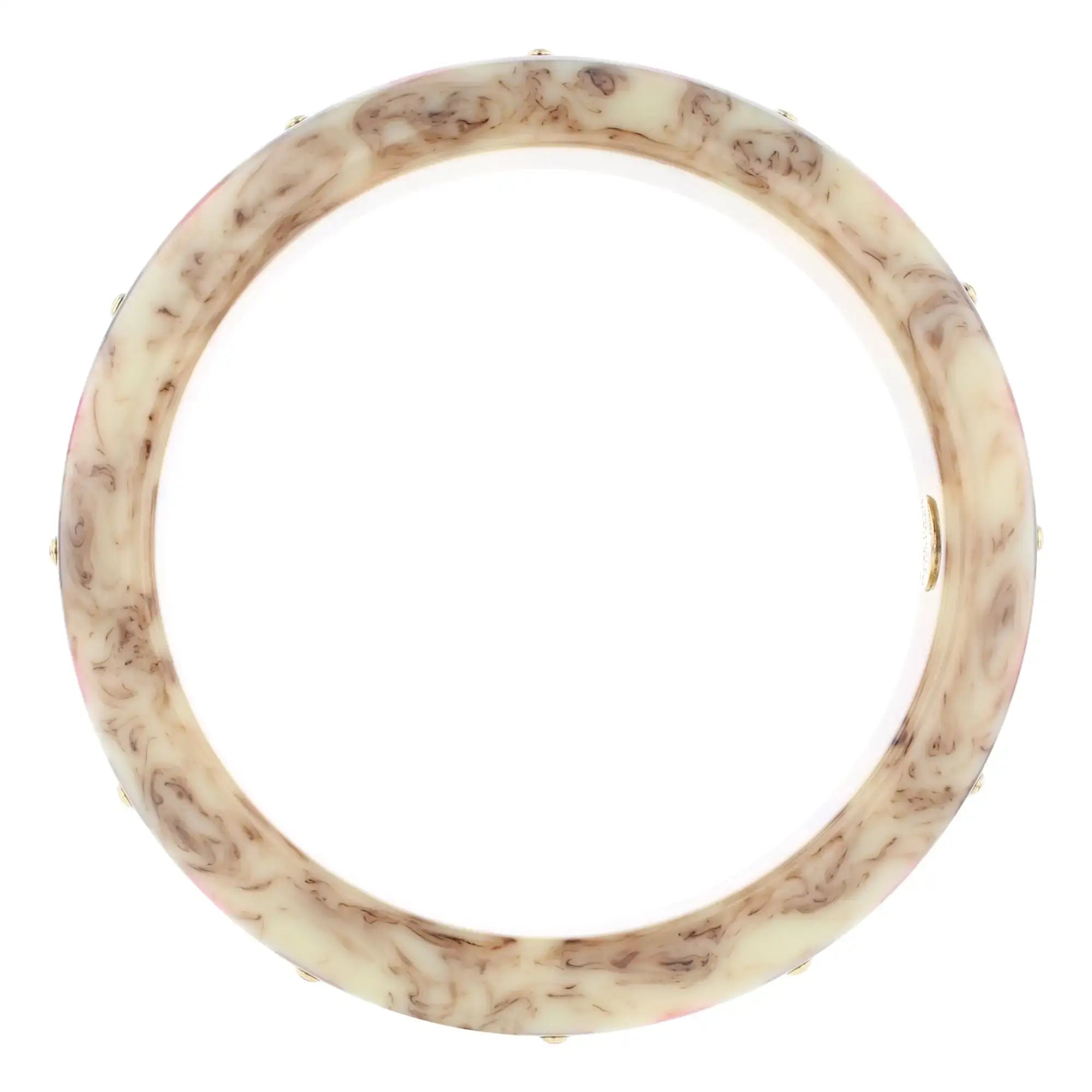 Dalia Bangle | Cream beige bakelite with inlay and stones.