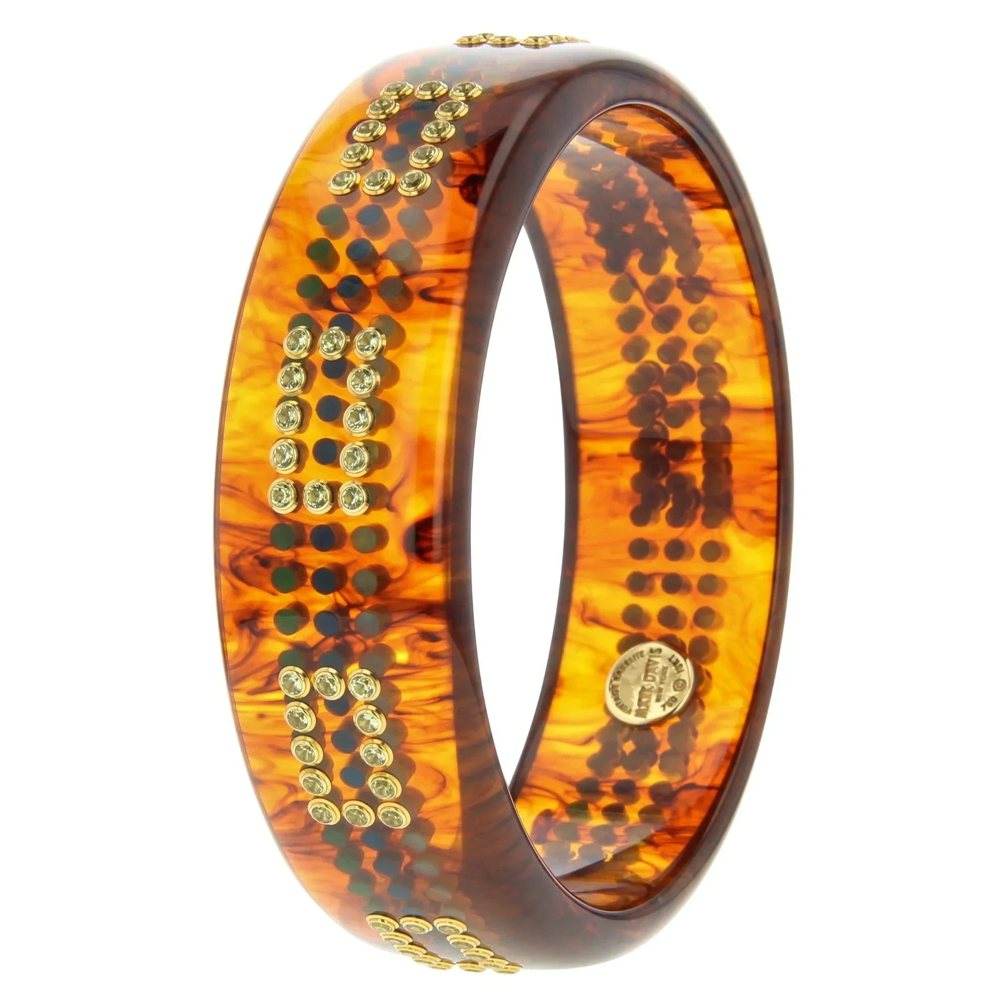 Dorothea Remi Bangle | Polka dot bangle with inlay and stones.