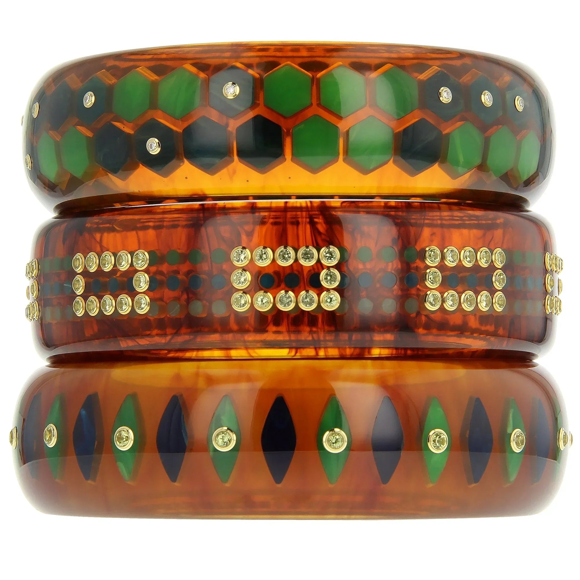 Dorothea Remi Bangle | Polka dot bangle with inlay and stones.