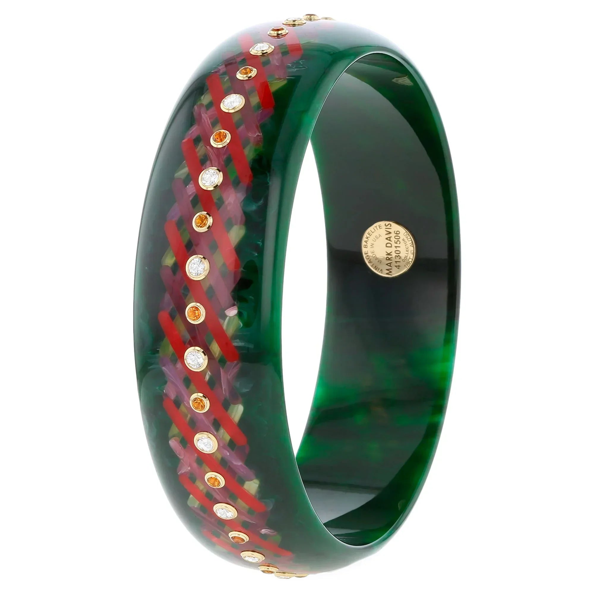Elise Bangle | Bakelite with inlay matchstick and stones.