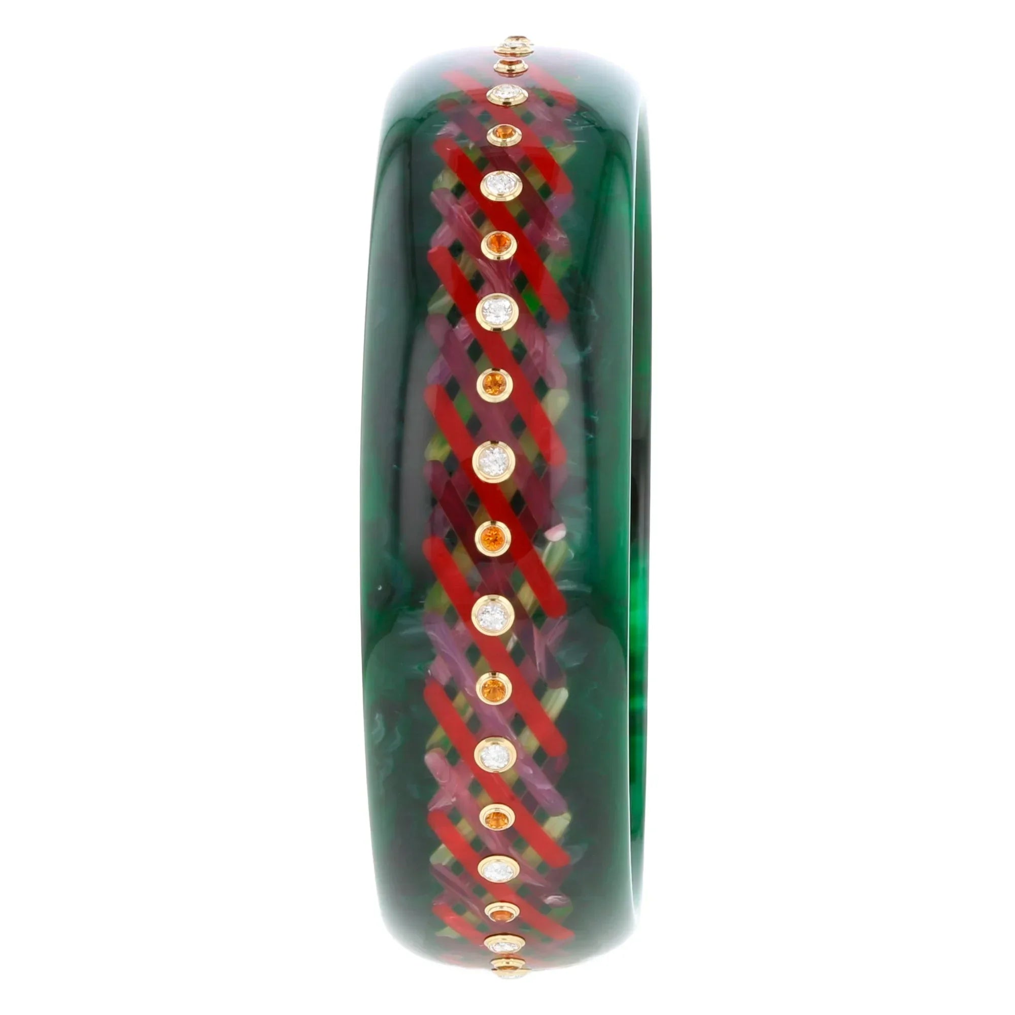 Elise Bangle | Bakelite with inlay matchstick and stones.
