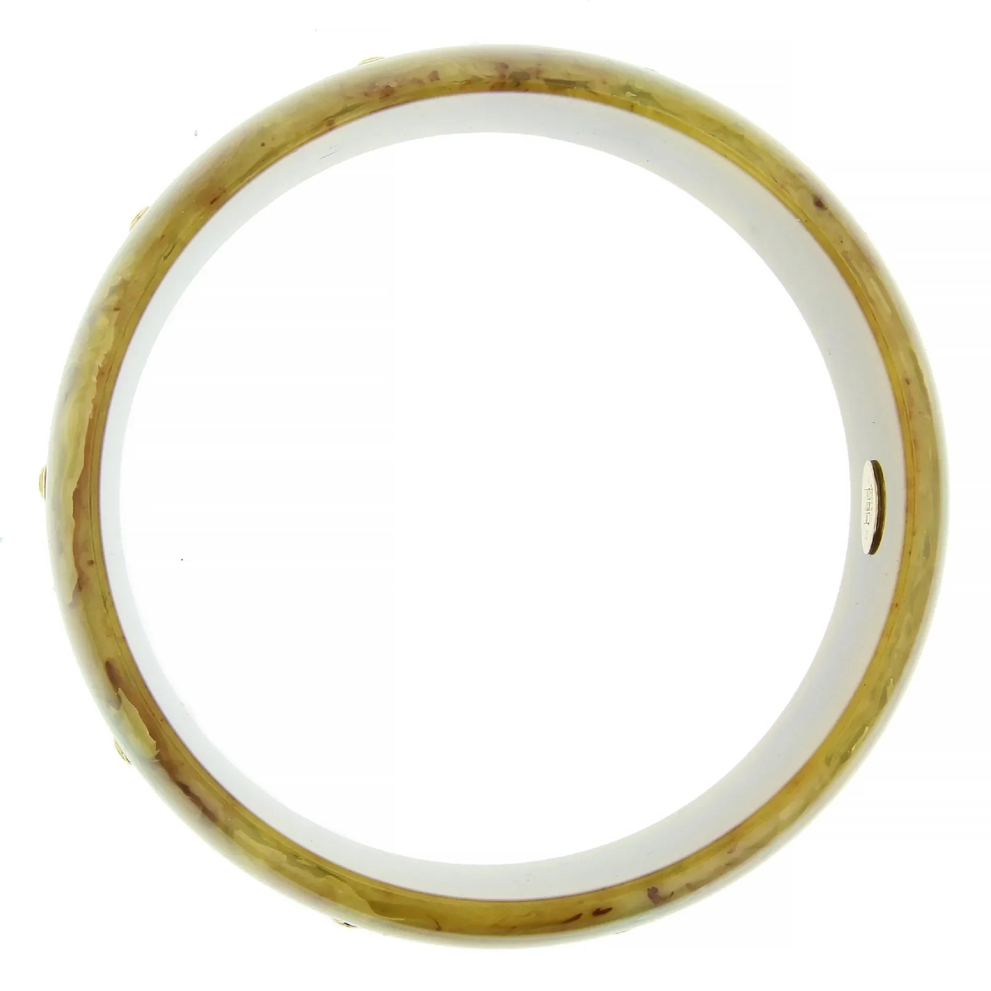 Emmeline Bangle | Bakelite bangle with an inlaid hexagonal motif design and stones.