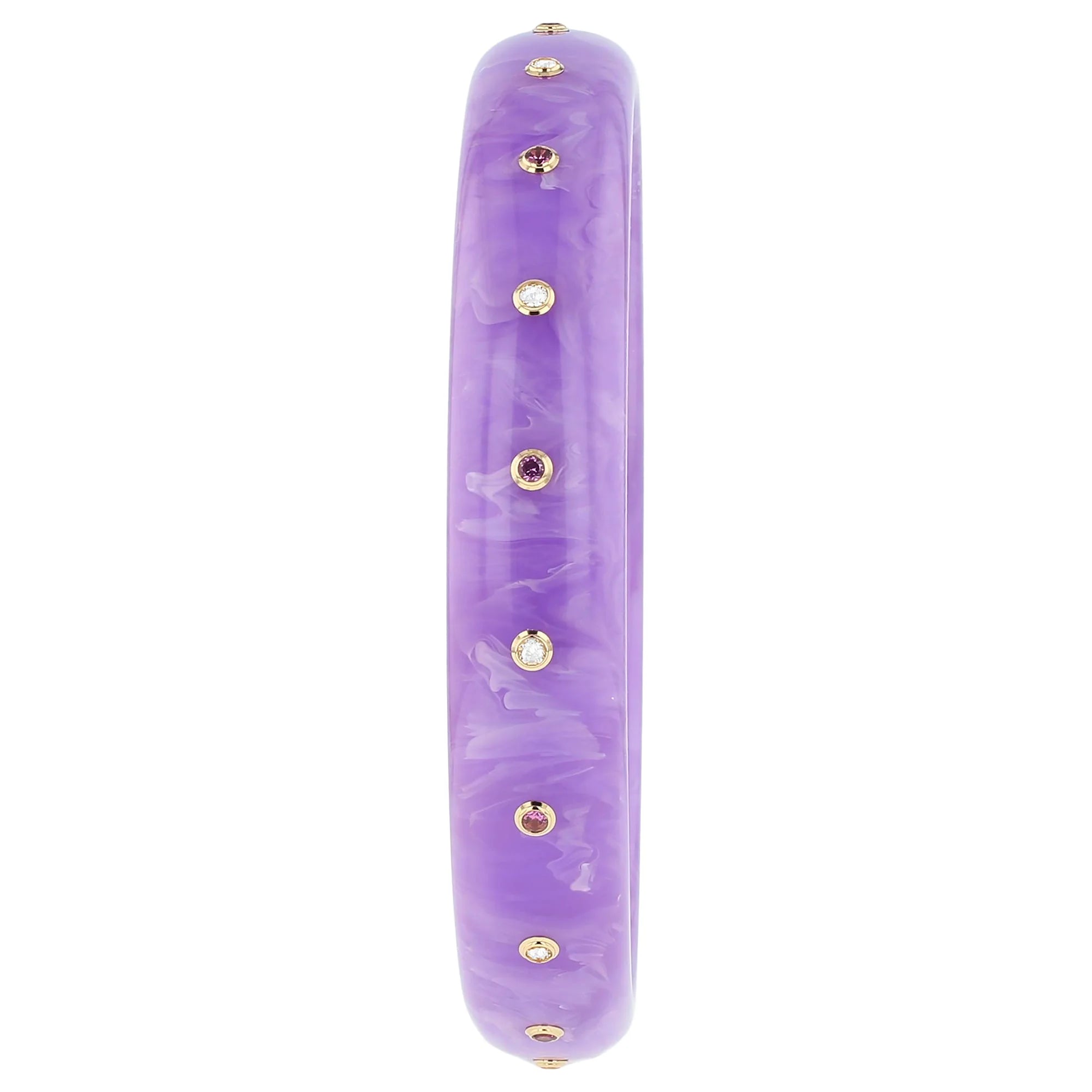 Evelyn Bangle | Light purple bakelite with stones.