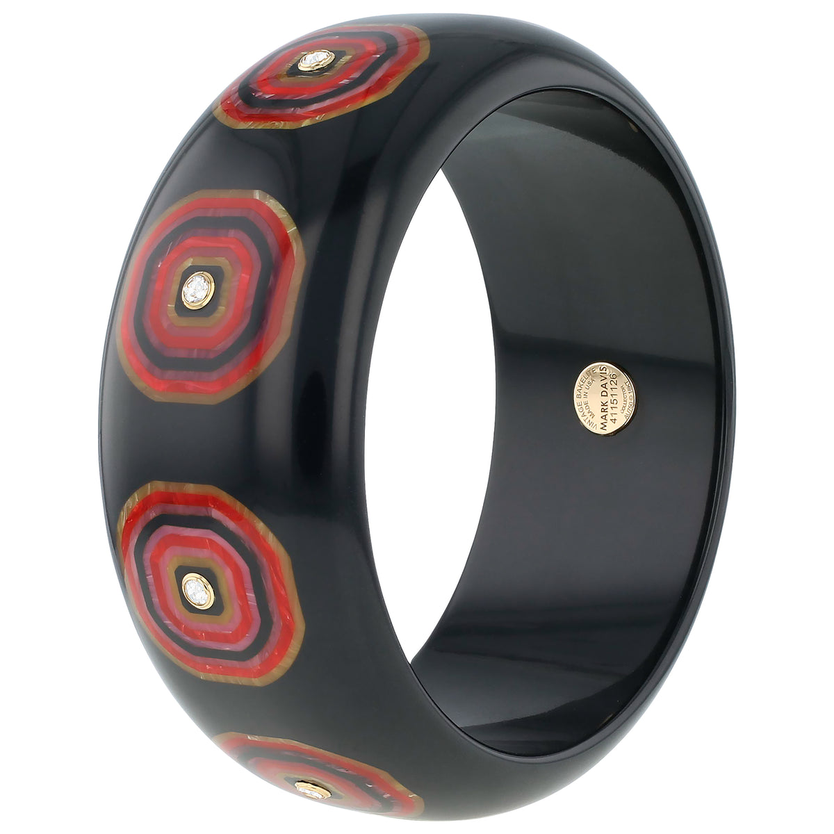 Ezra Bangle | Bakelite with inlay and stones.
