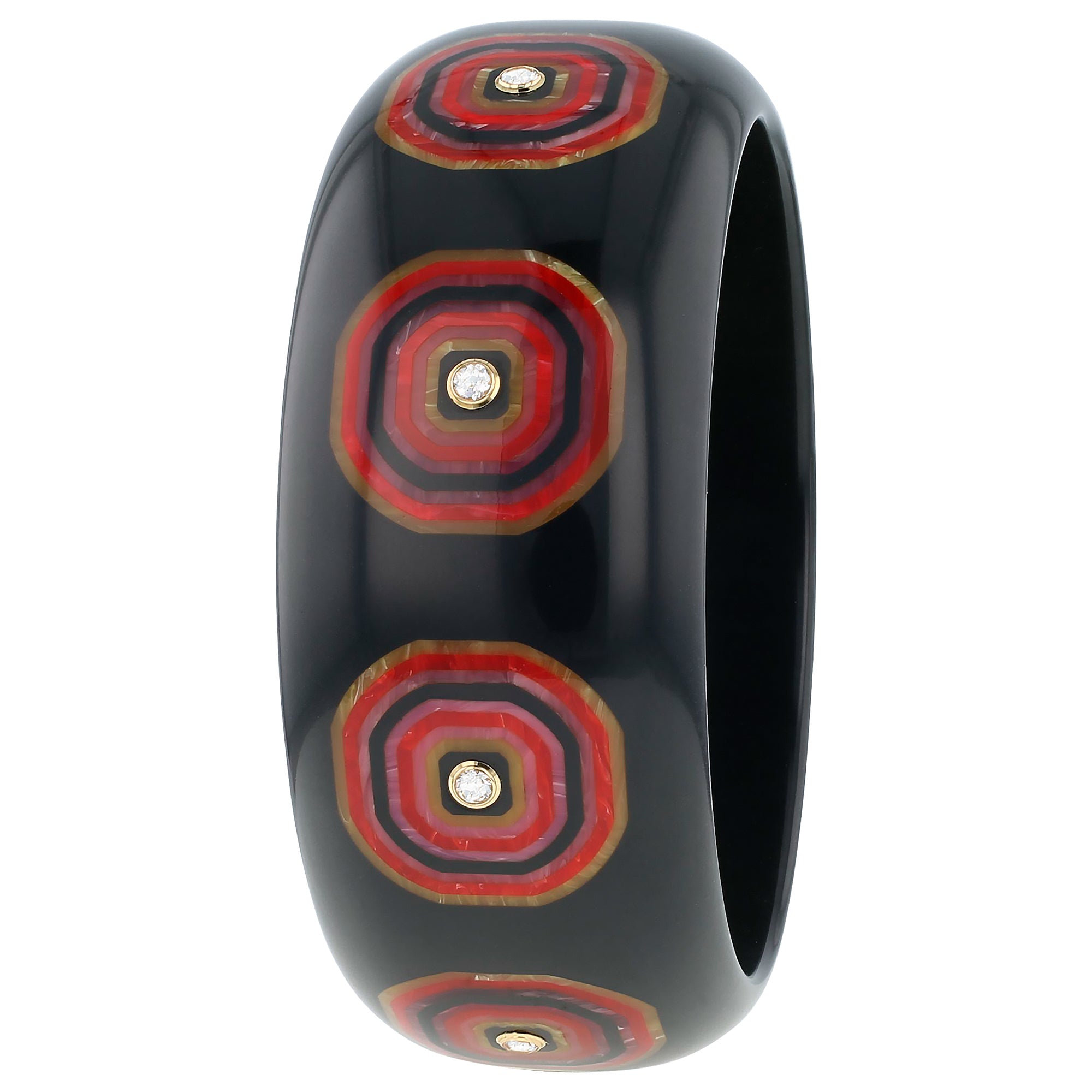 Ezra Bangle | Bakelite with inlay and stones.
