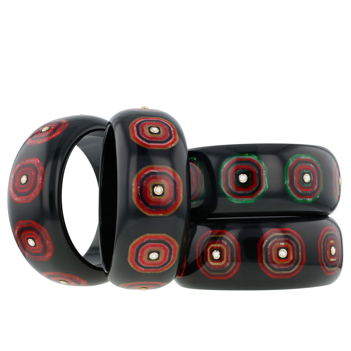 Ezra Bangle | Bakelite with inlay and stones.