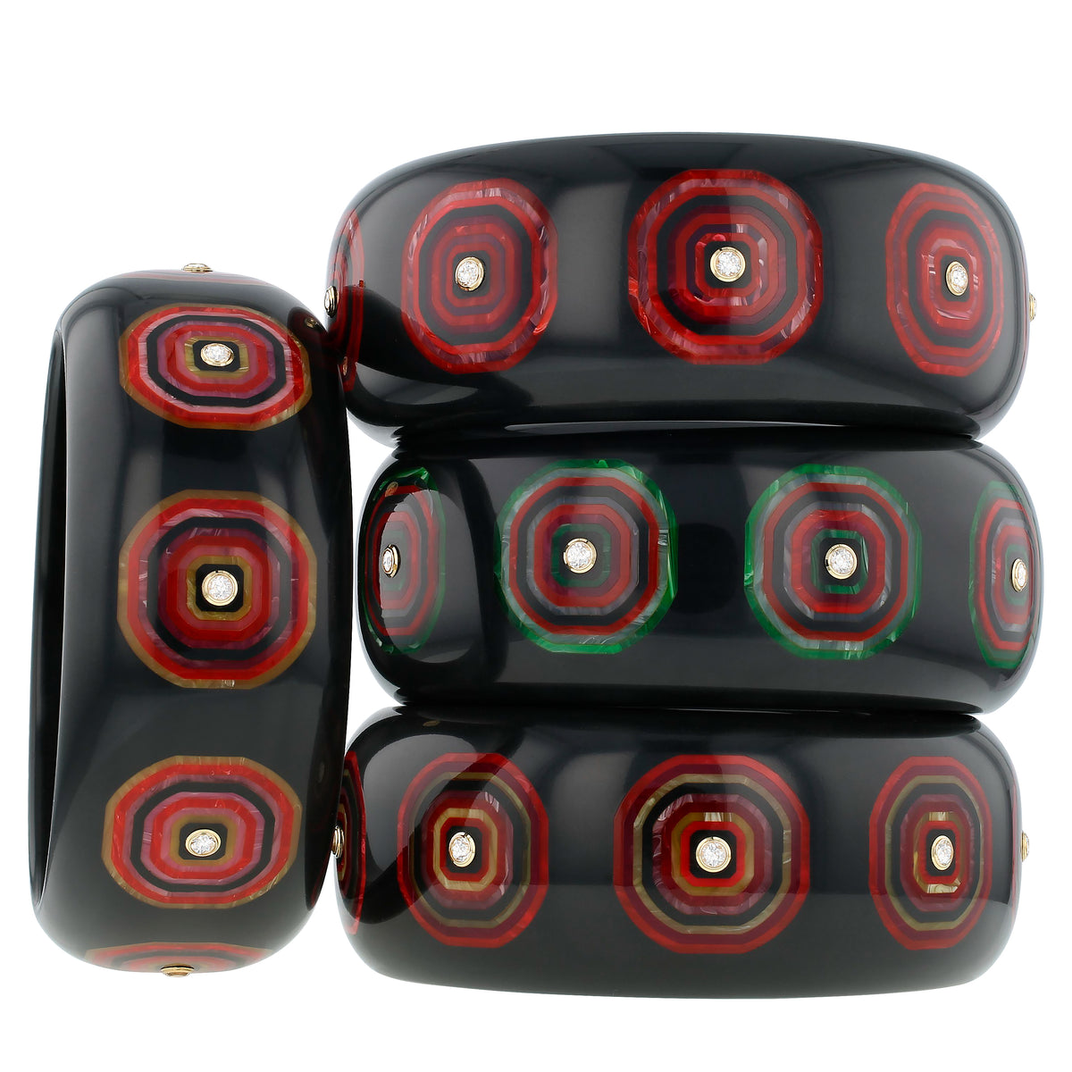 Ezra Bangle | Bakelite with inlay and stones.