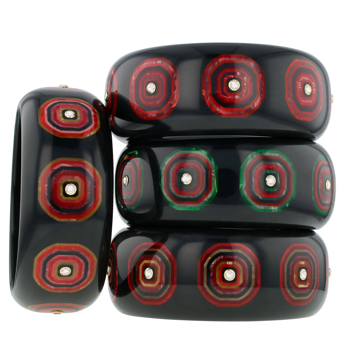 Ezra Bangle | Bakelite with inlay and stones.