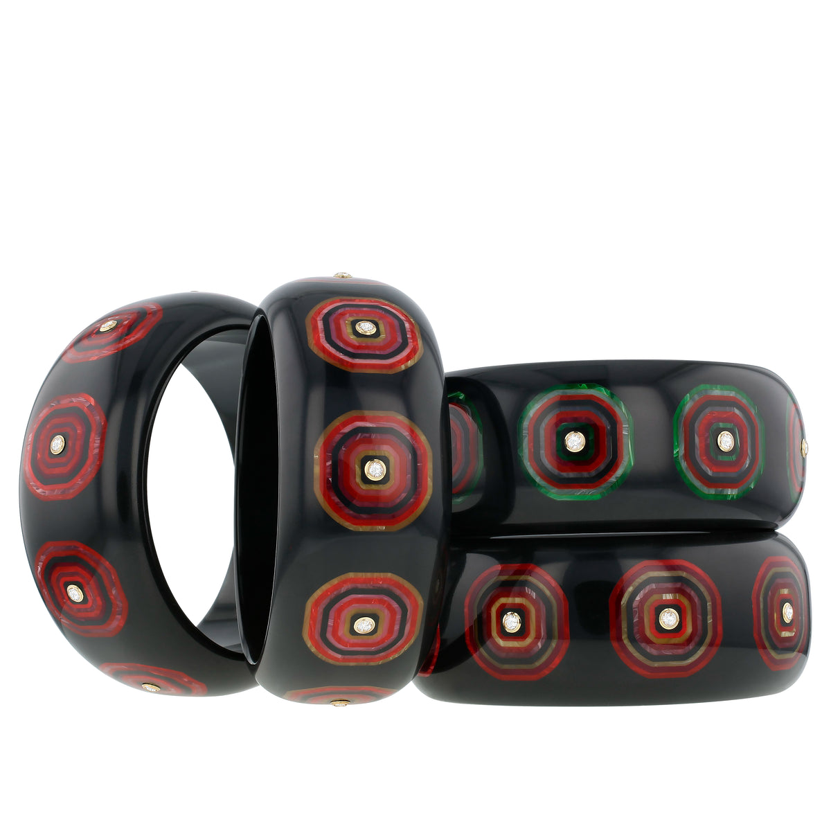 Ezra Bangle | Bakelite with inlay and stones.