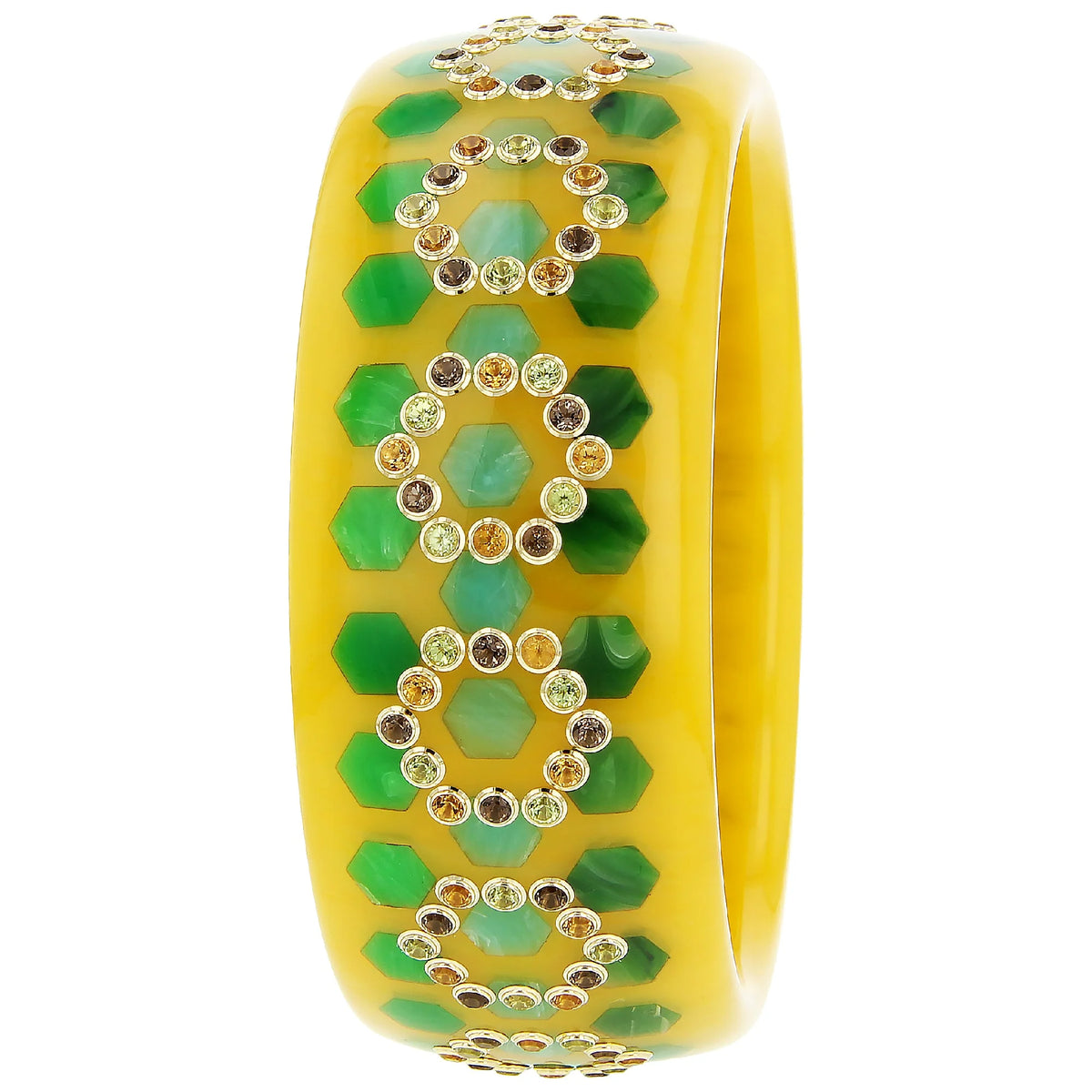 Finn Bangle | Bakelite with inlay and stones.