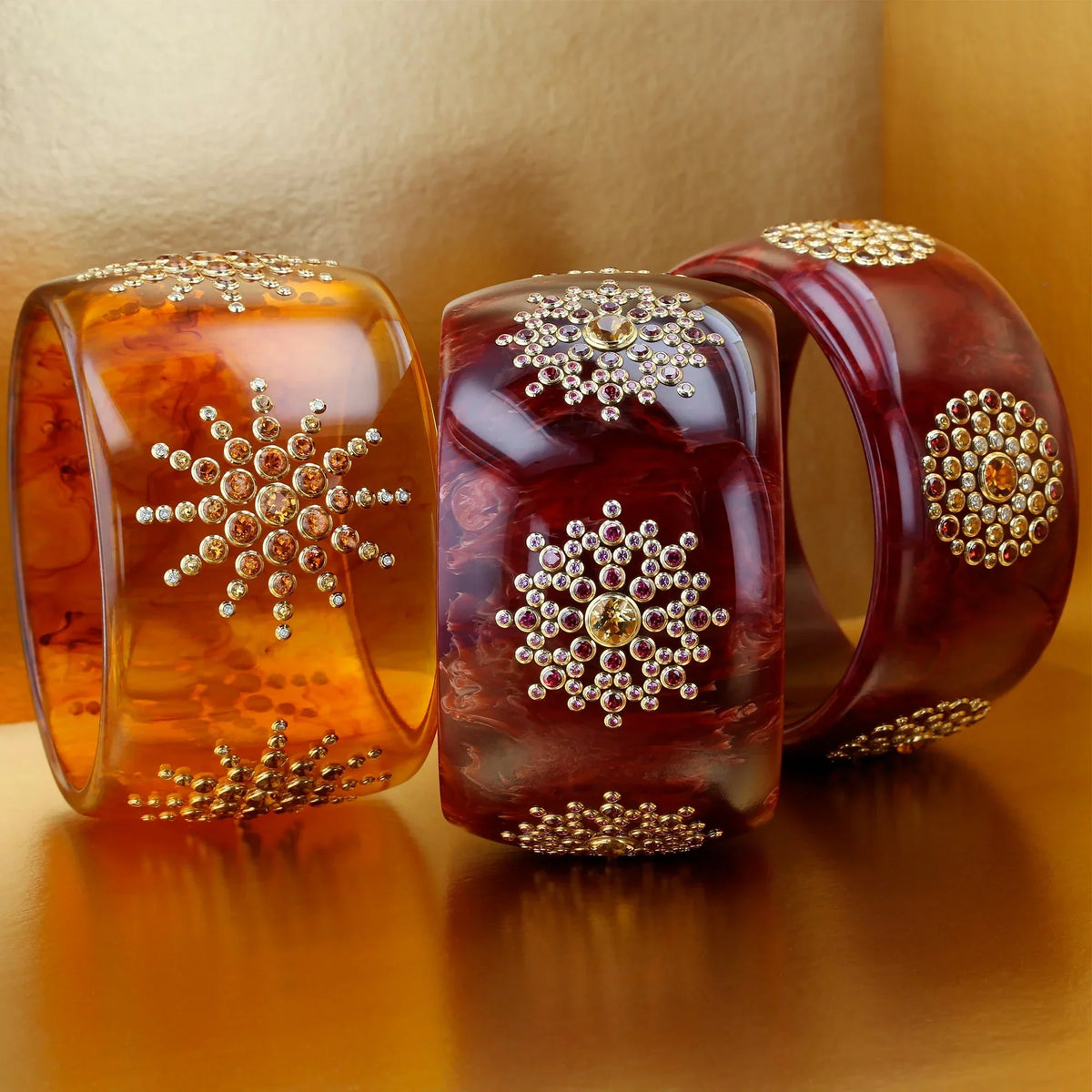 Gloria Bangle | Bakelite bangle with clustered gemstone starbursts.
