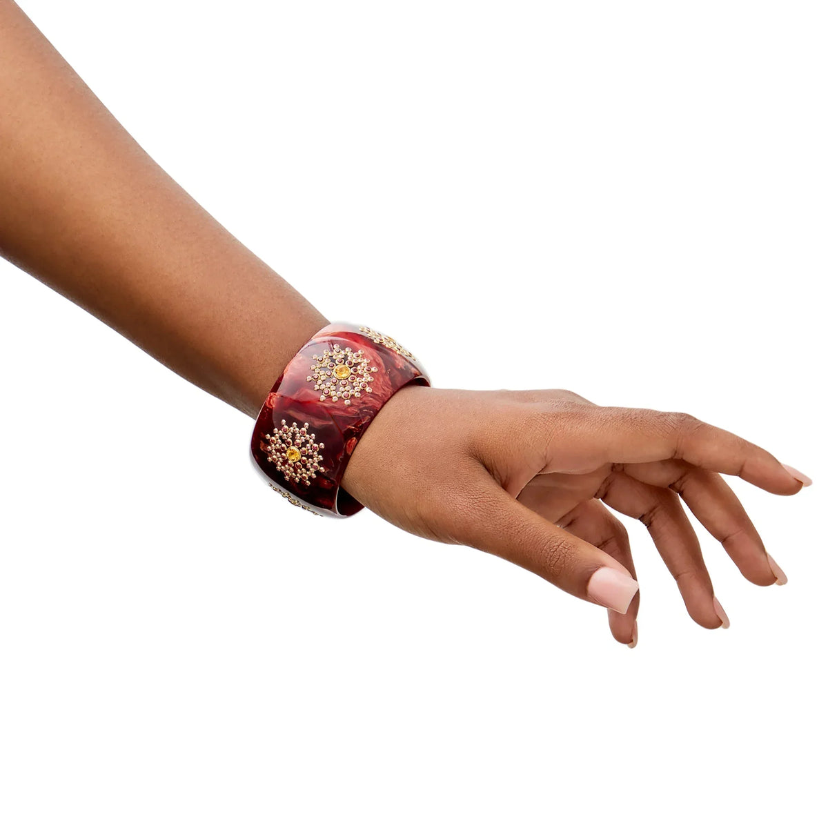 Gloria Bangle | Bakelite bangle with clustered gemstone starbursts.