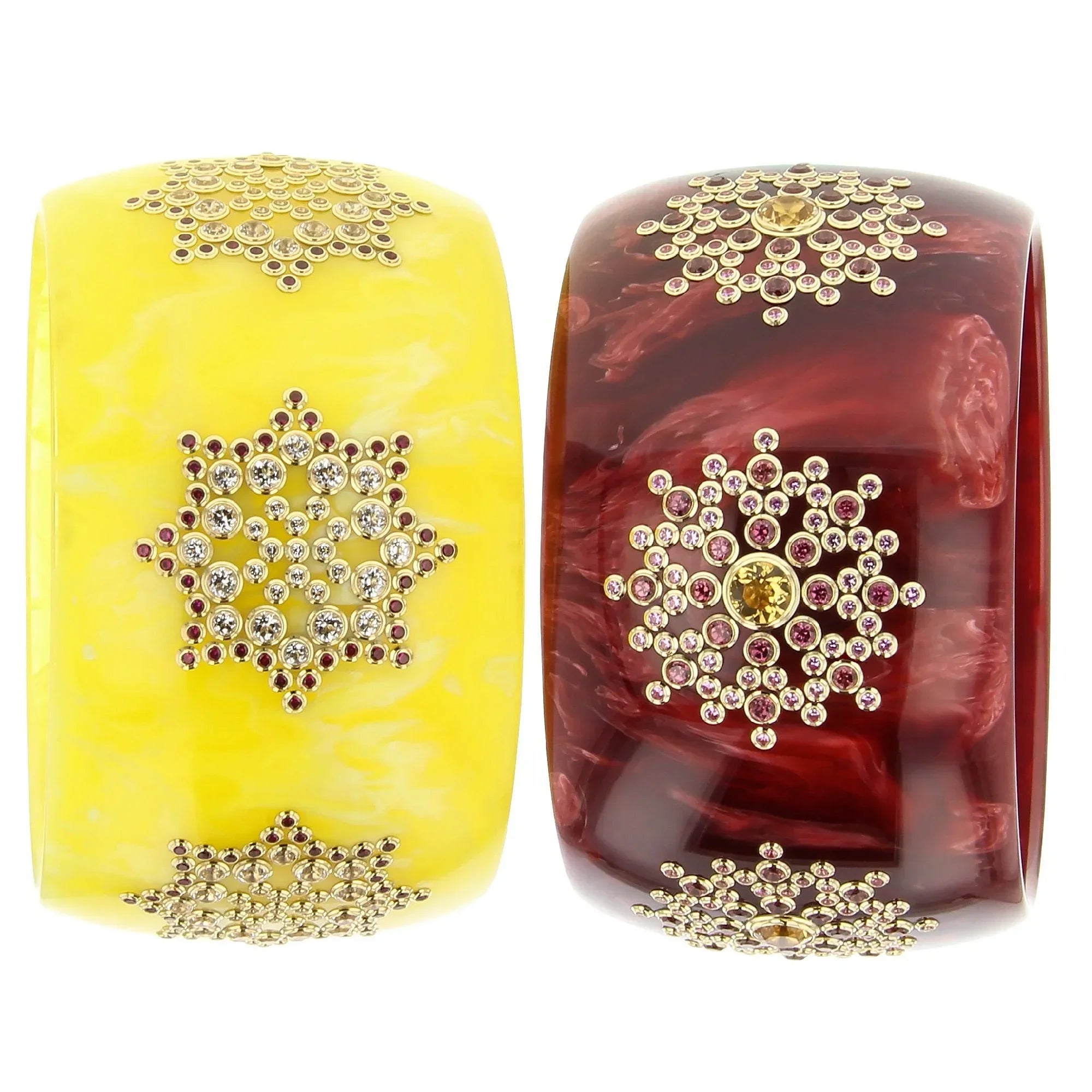 Gloria Bangle | Bakelite bangle with clustered gemstone starbursts.