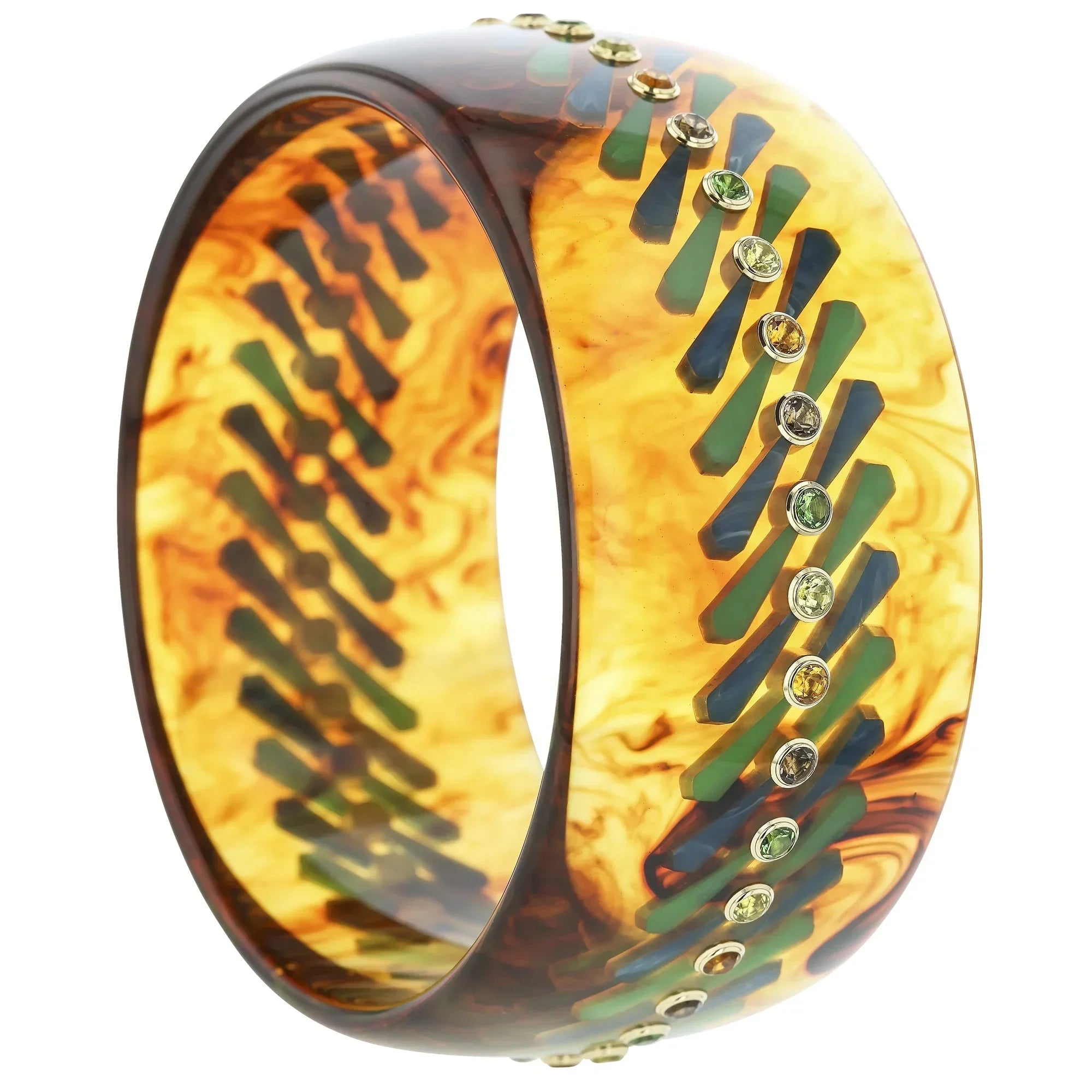 Gracie Bangle | Gorgeous bakelite bangle with inlay and stones.