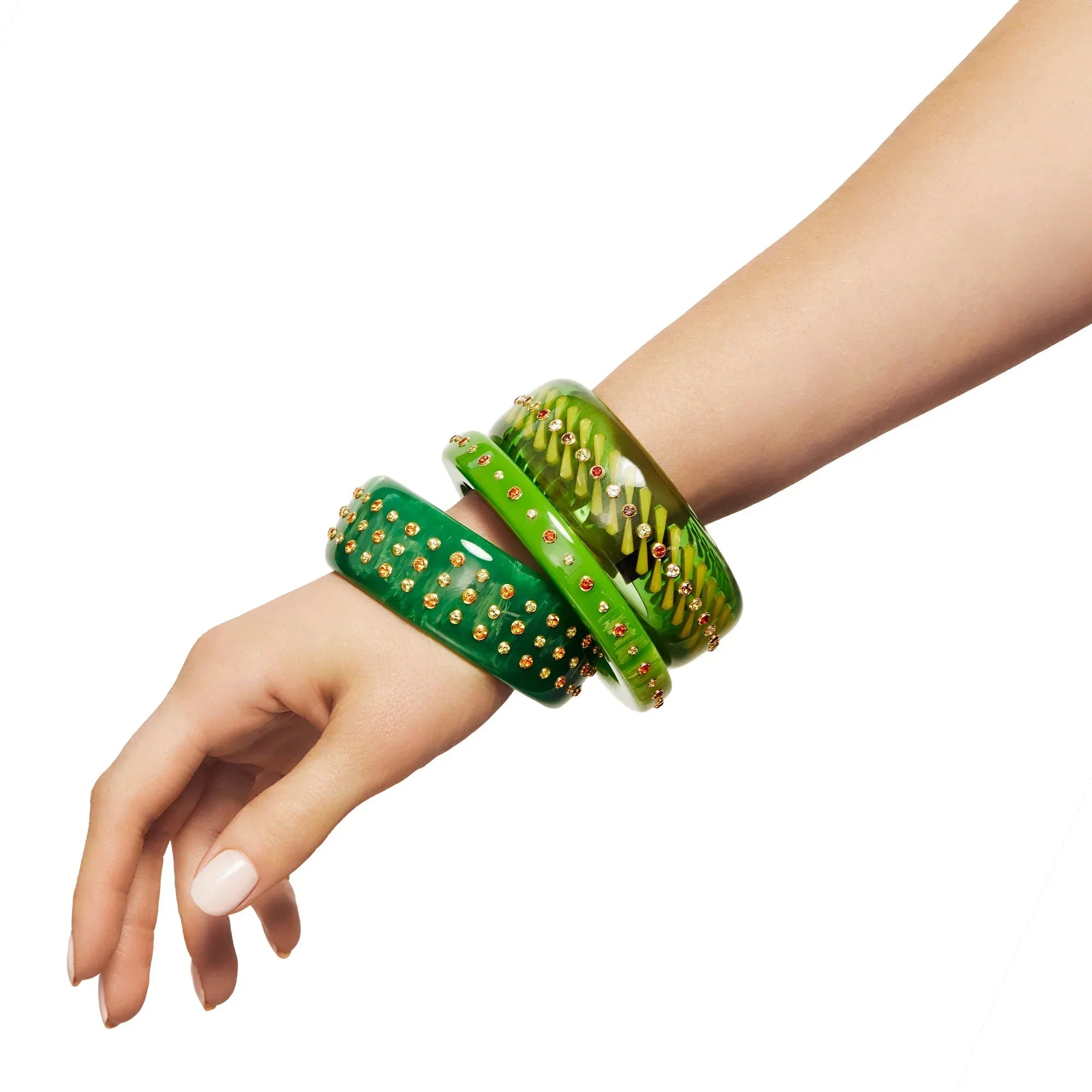 Gracie Bangle | Joyful bakelite bangle with inlay and stones.