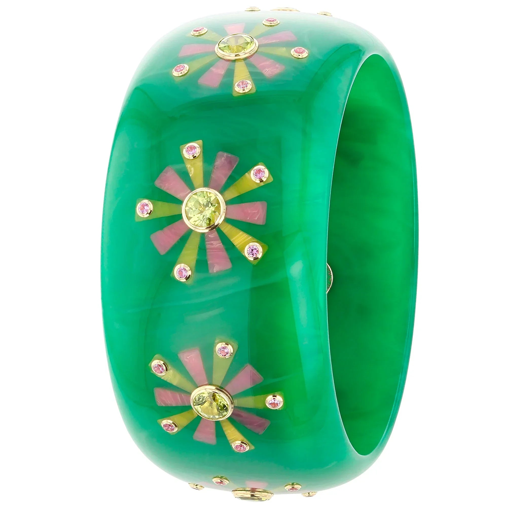 Harlyn Bangle | Bakelite bangle with fun floral pattern inlay and stones.