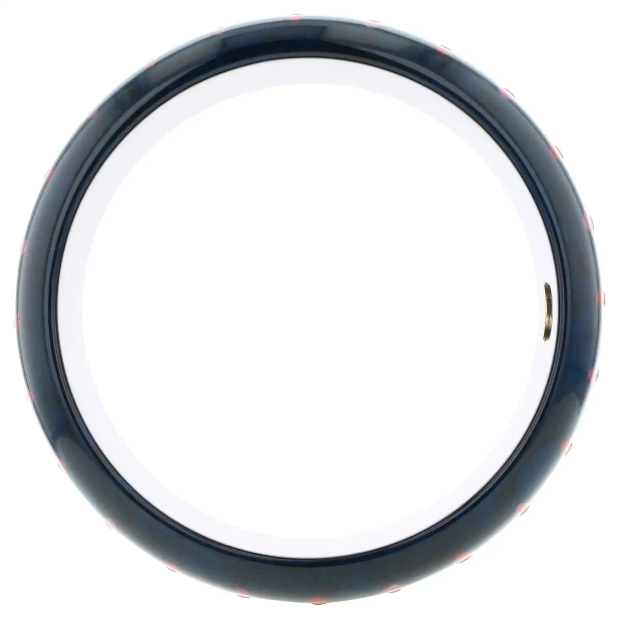 Harriet Bangle | Navy blue bakelite with inlay and stones.