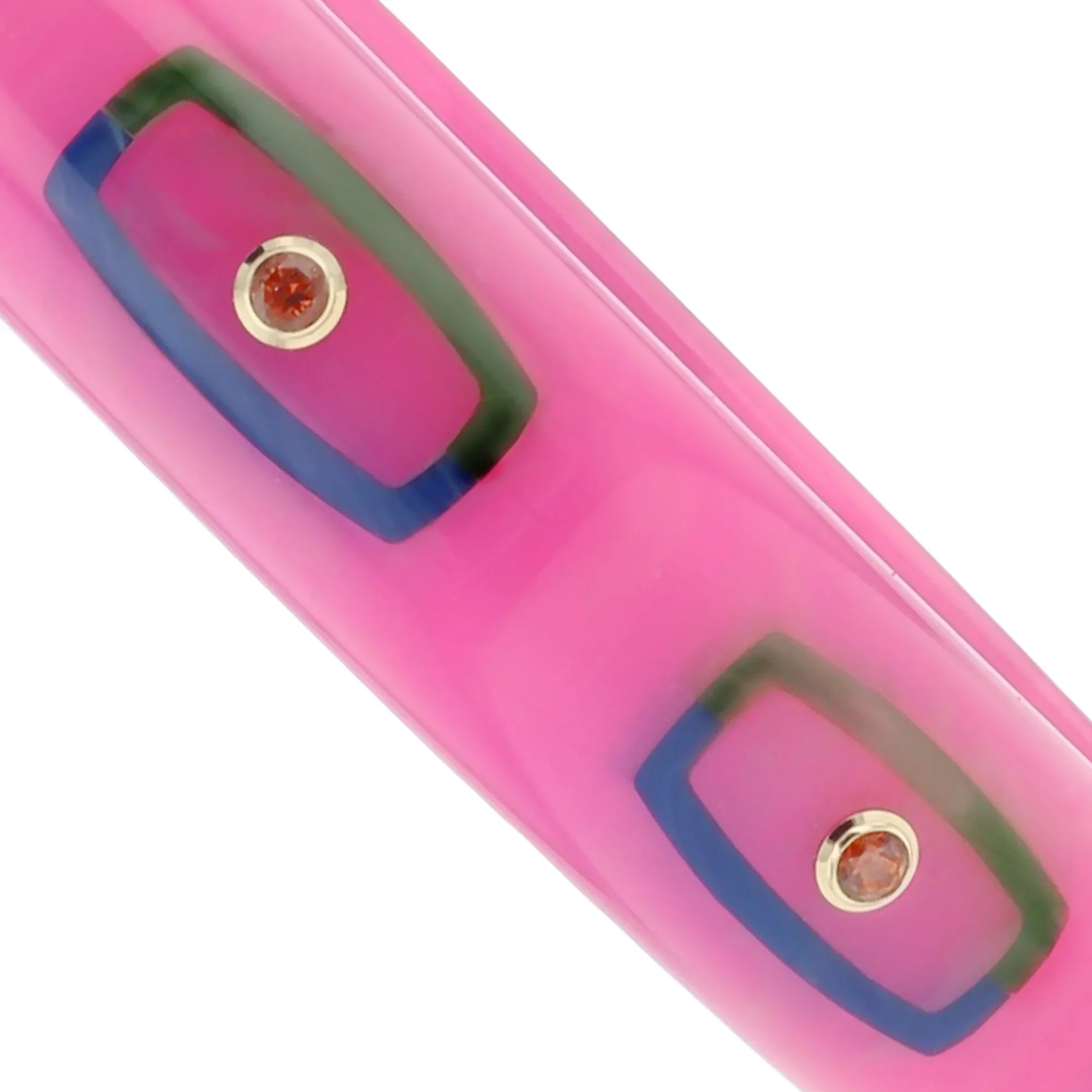 Hypatia Bangle | Bold pink bakelite with inlay and stones.