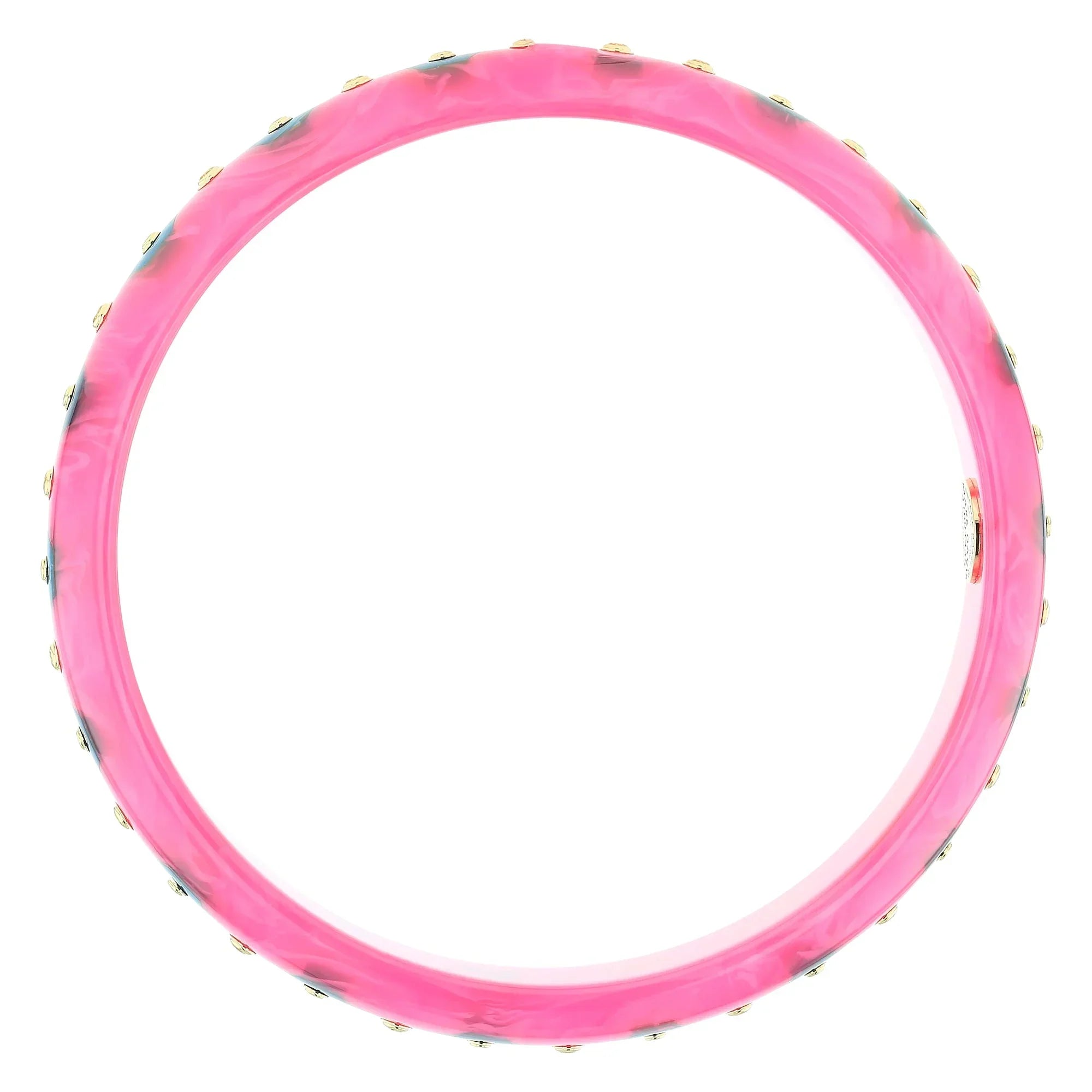 Isabella Bangle | Amaranth pink bakelite with inlay and stones.