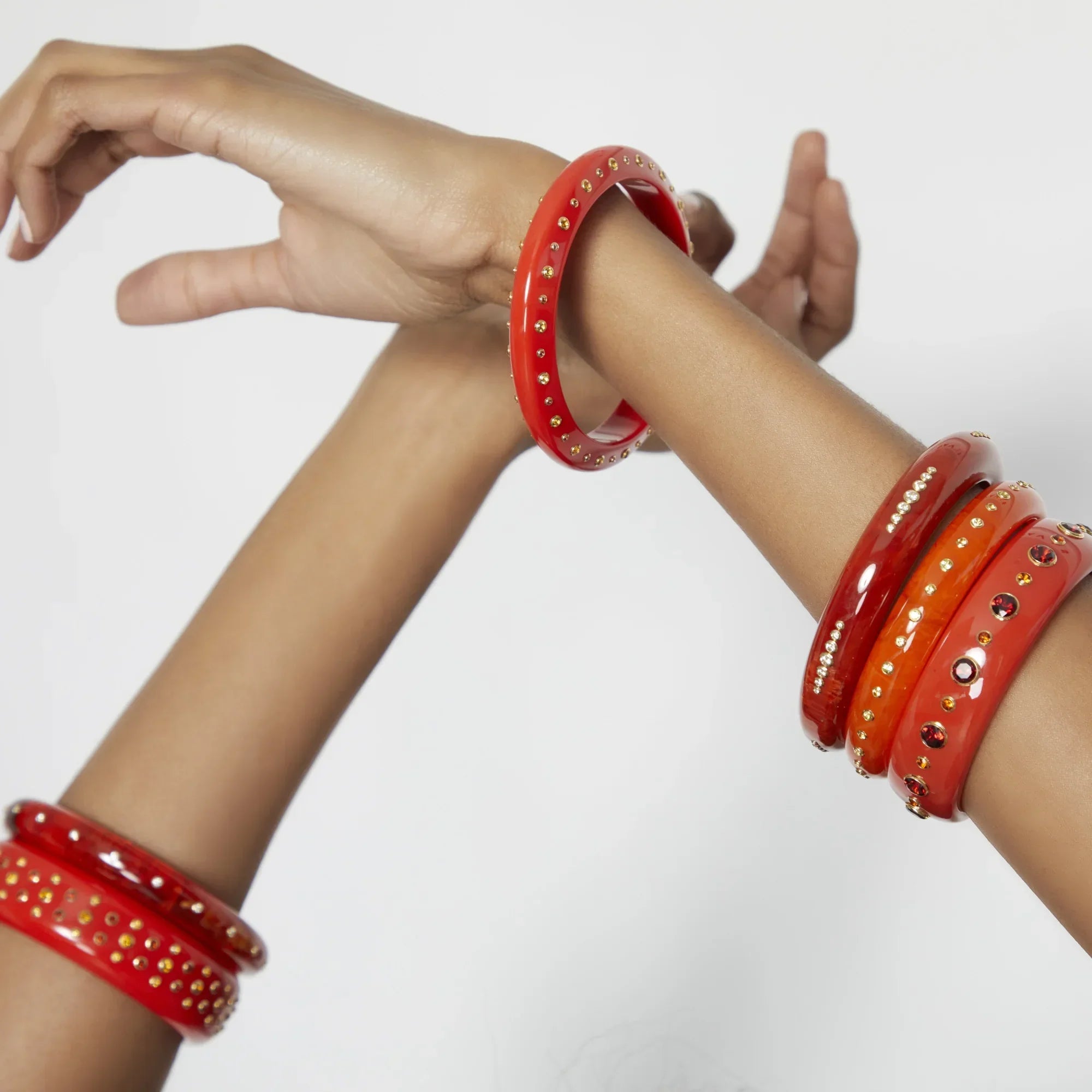 Jane Bangle | Paprika colored bakelite bangle with stones.