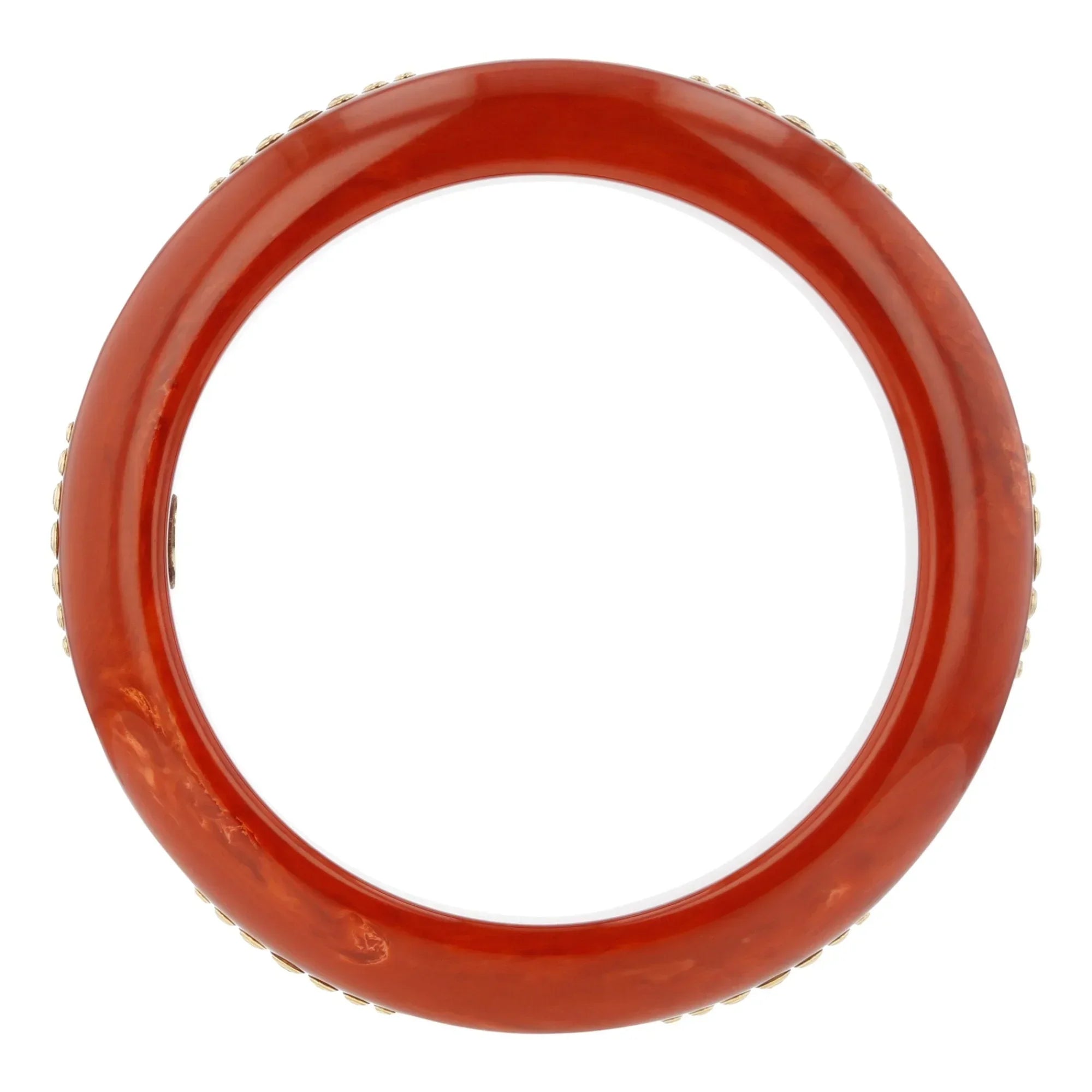 Jane Bangle | Paprika colored bakelite bangle with stones.