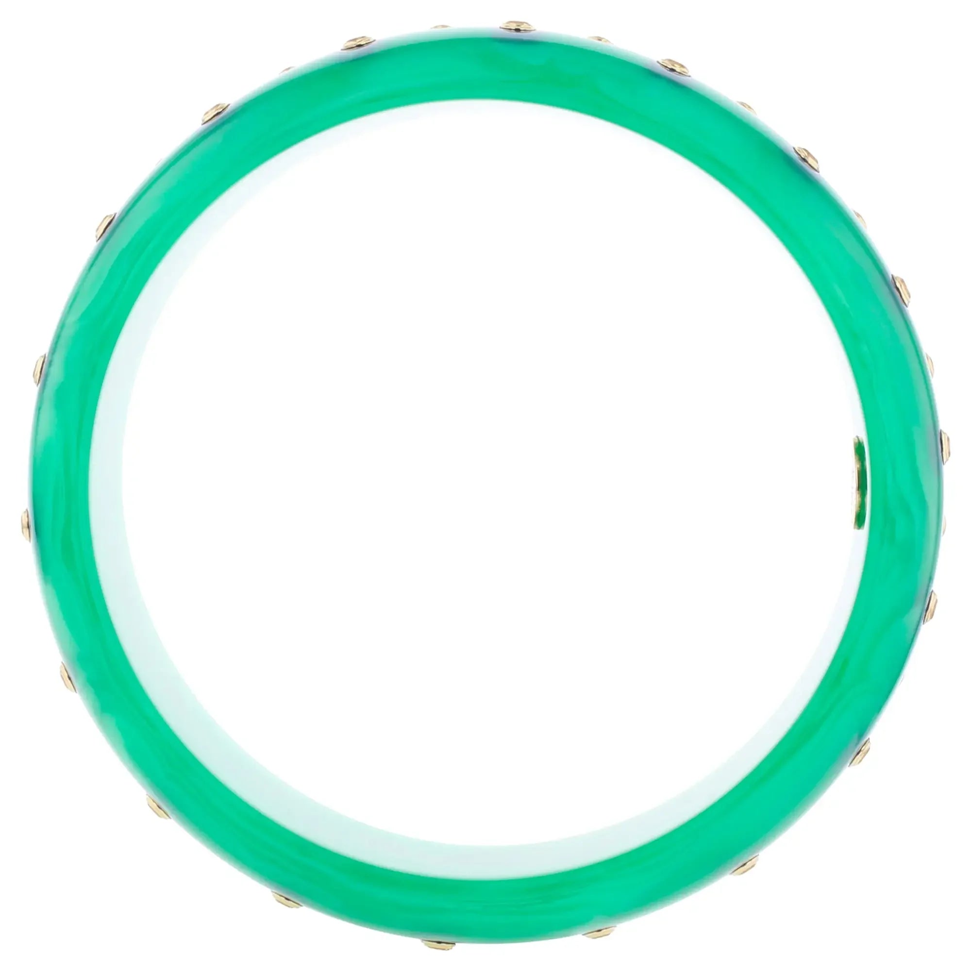Joy Bangle | Spring green bakelite with inlay and stones.