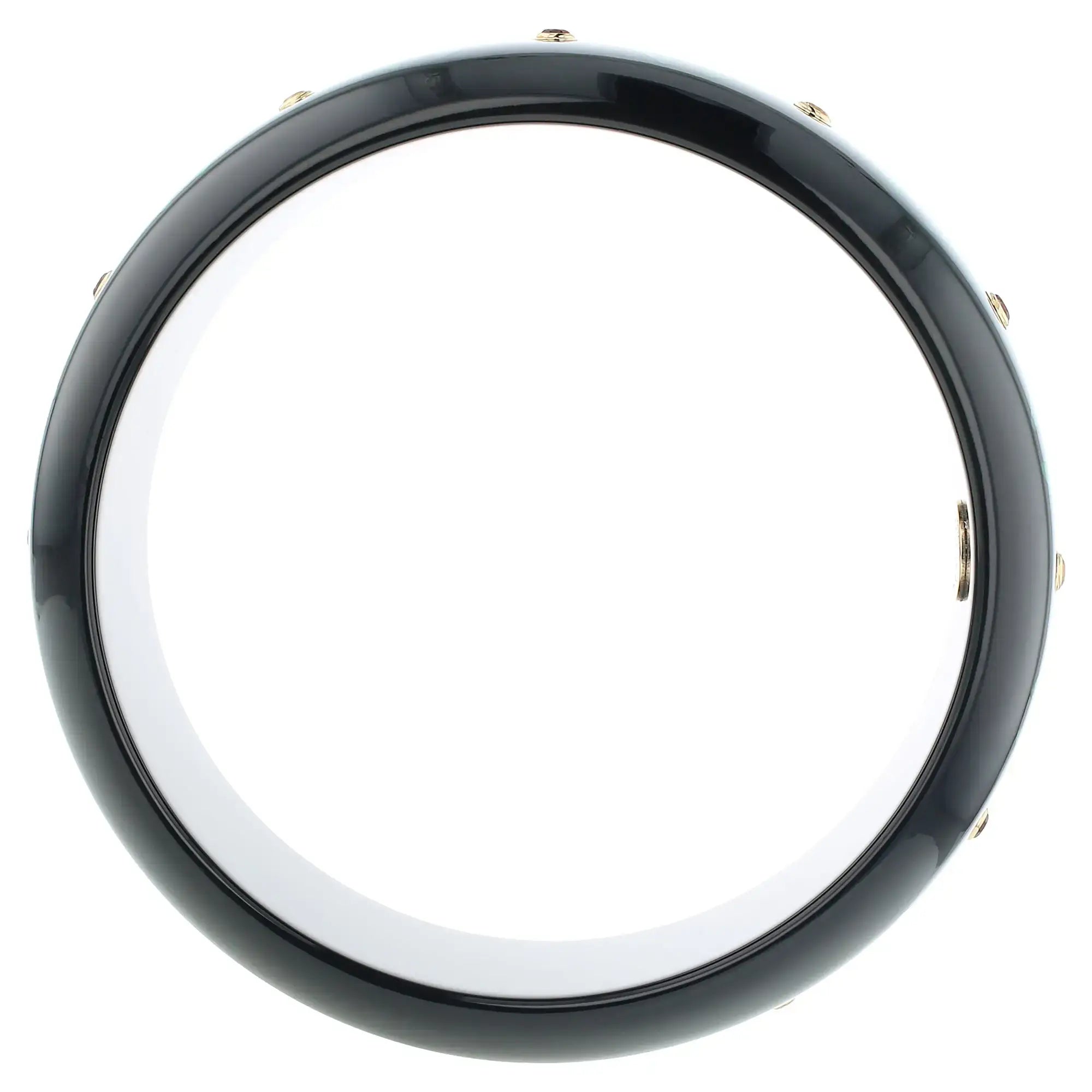 Kara Bangle | Classic black bakelite with inlay and stones.